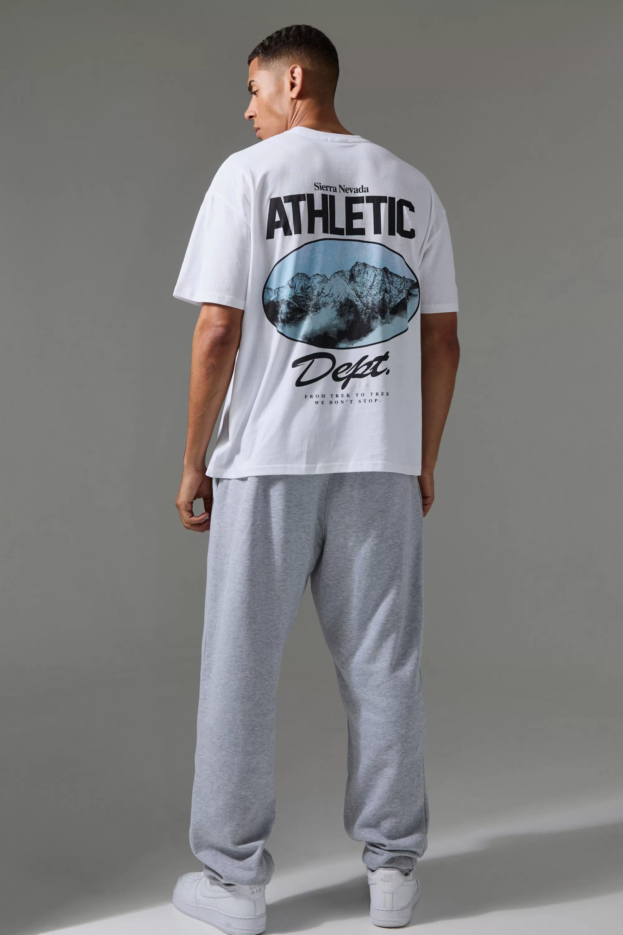 boohooMAN Active Oversized Athletic Dept. Hiking T-shirt | UK white Best