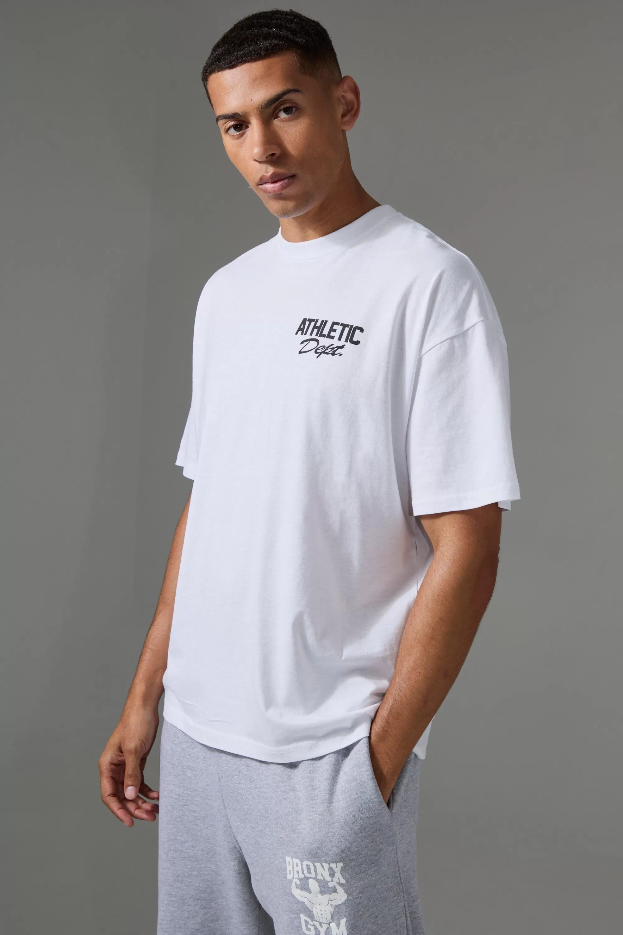 boohooMAN Active Oversized Athletic Dept. Hiking T-shirt | UK white Best