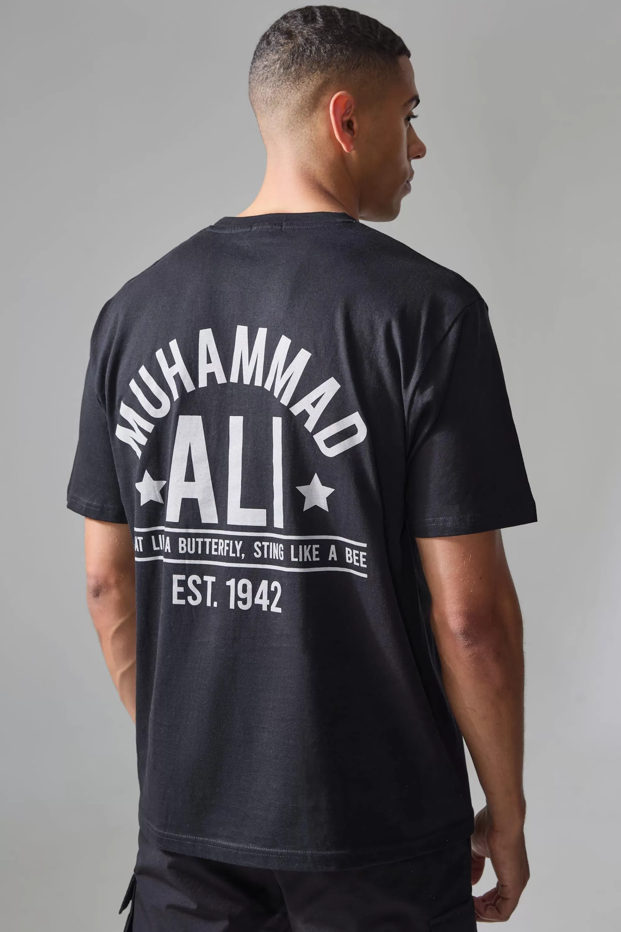 boohooMAN Active Oversized Muhammad Ali Est. 1942 License T-shirt | UK black Cheap