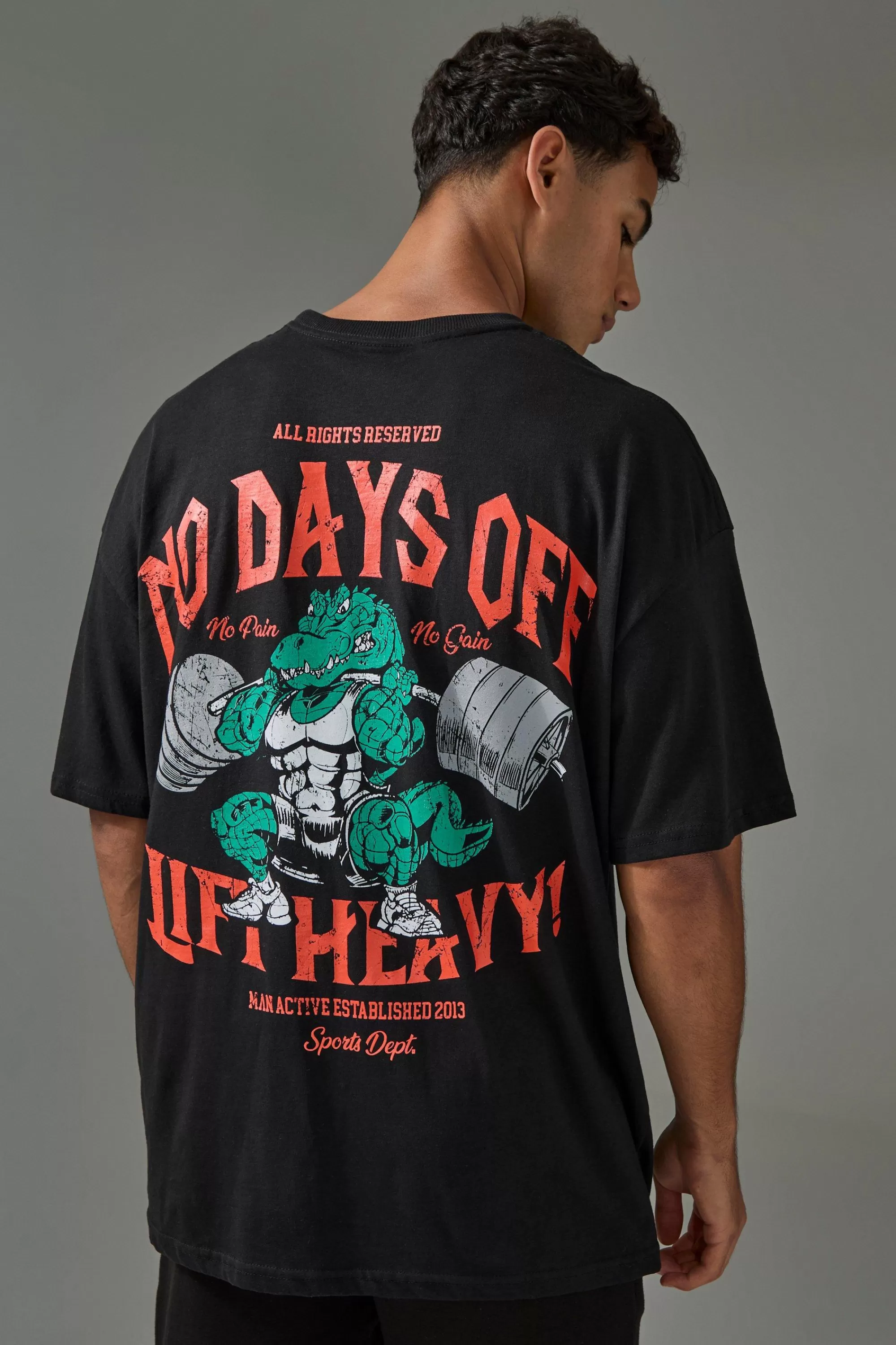 boohooMAN Active Oversized No Days Off Lift Heavy T-shirt | UK black Discount