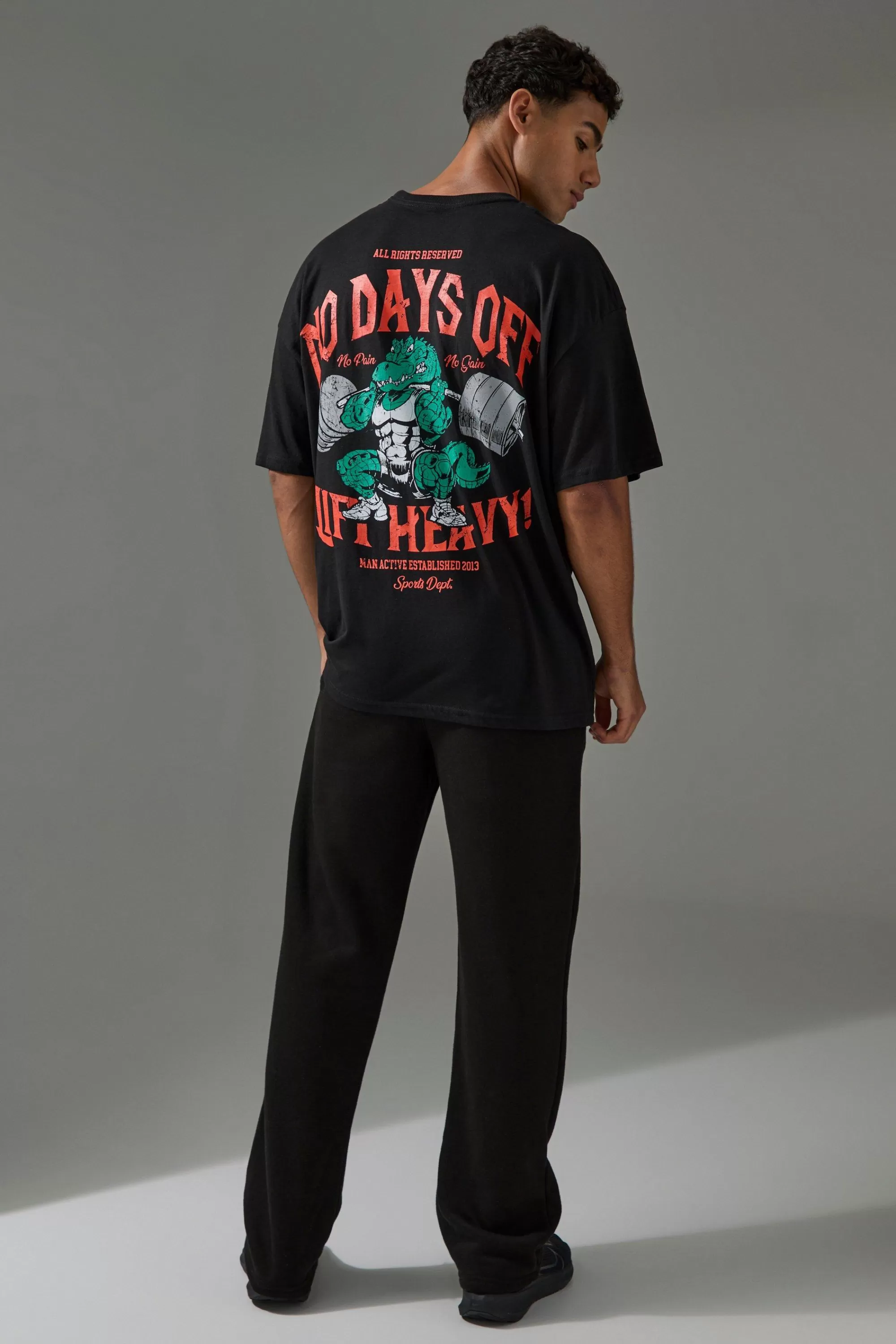 boohooMAN Active Oversized No Days Off Lift Heavy T-shirt | UK black Discount
