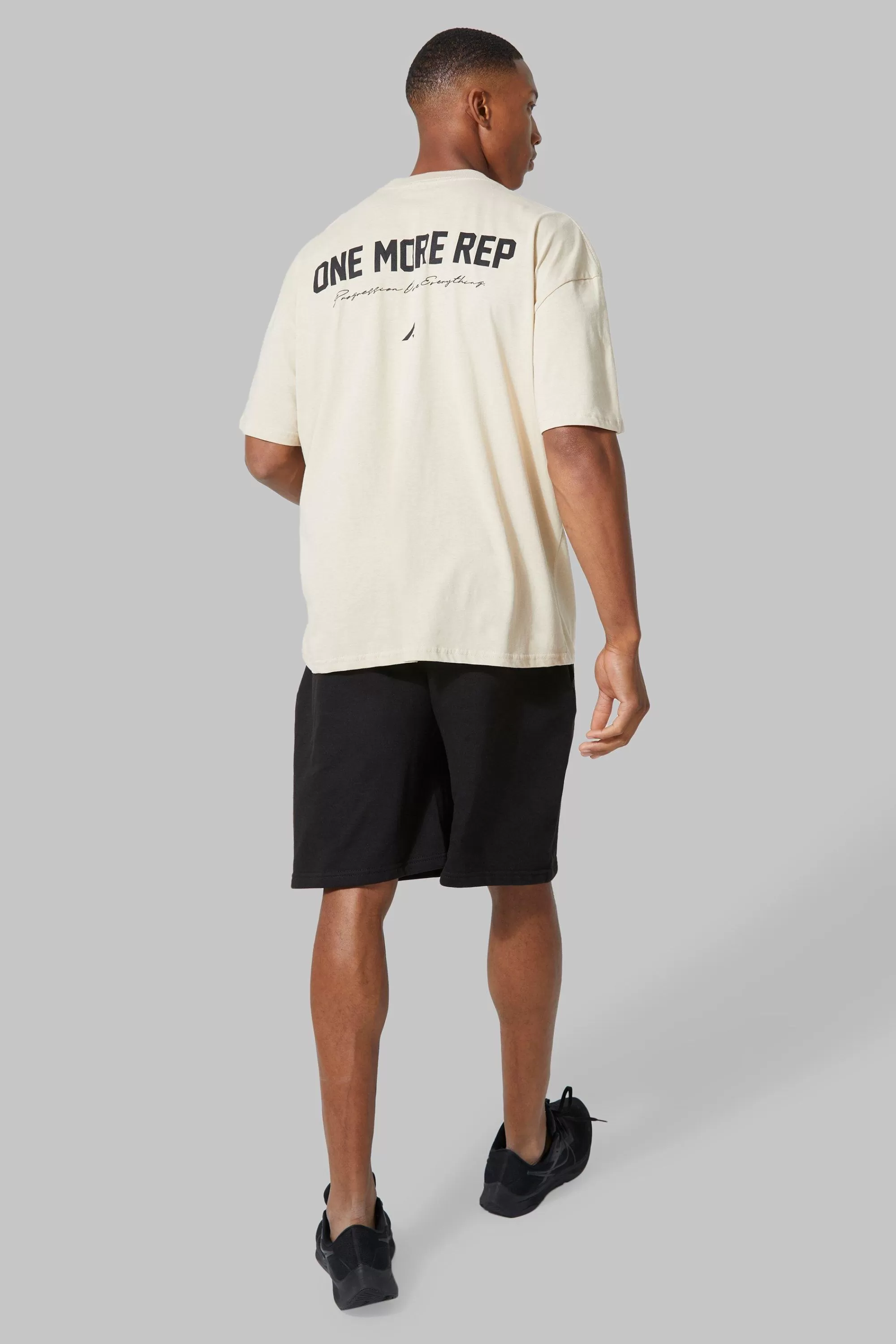 boohooMAN Active Oversized One More Rep T-shirt | UK sand Discount