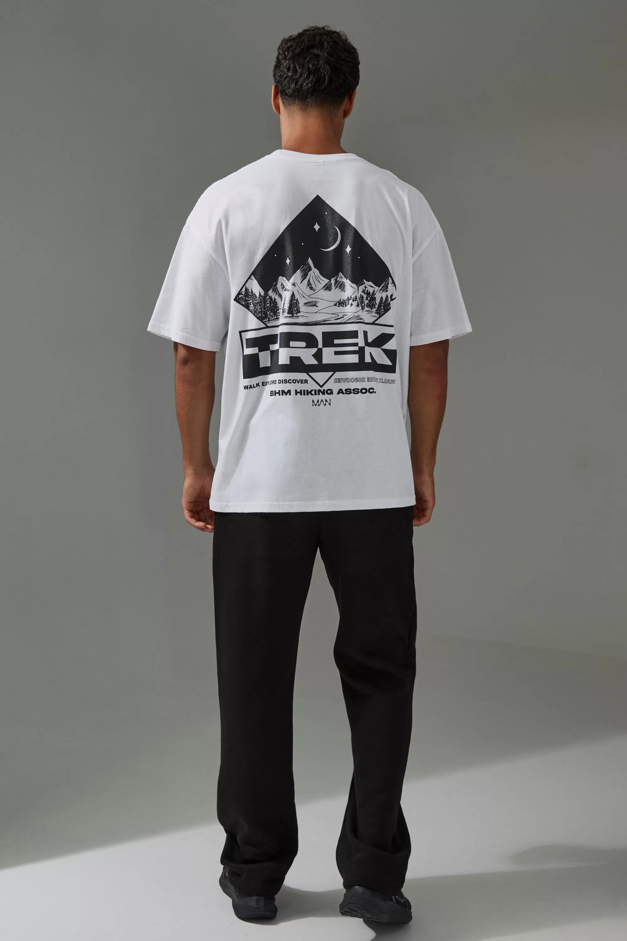 boohooMAN Active Oversized Trek Hiking T-shirt | UK white Clearance