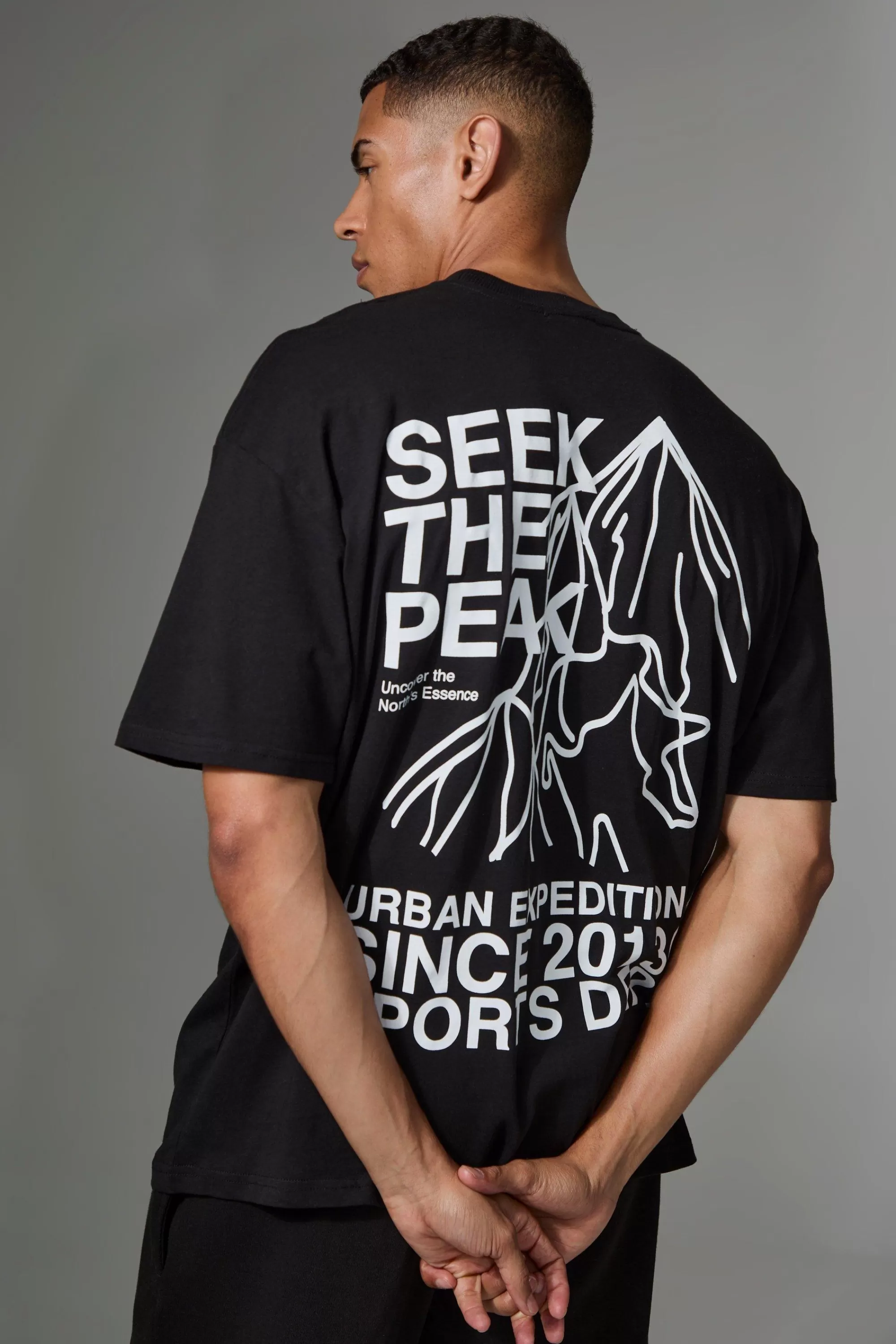 boohooMAN Active Oversized Urban Expeditions T-shirt | UK black Shop