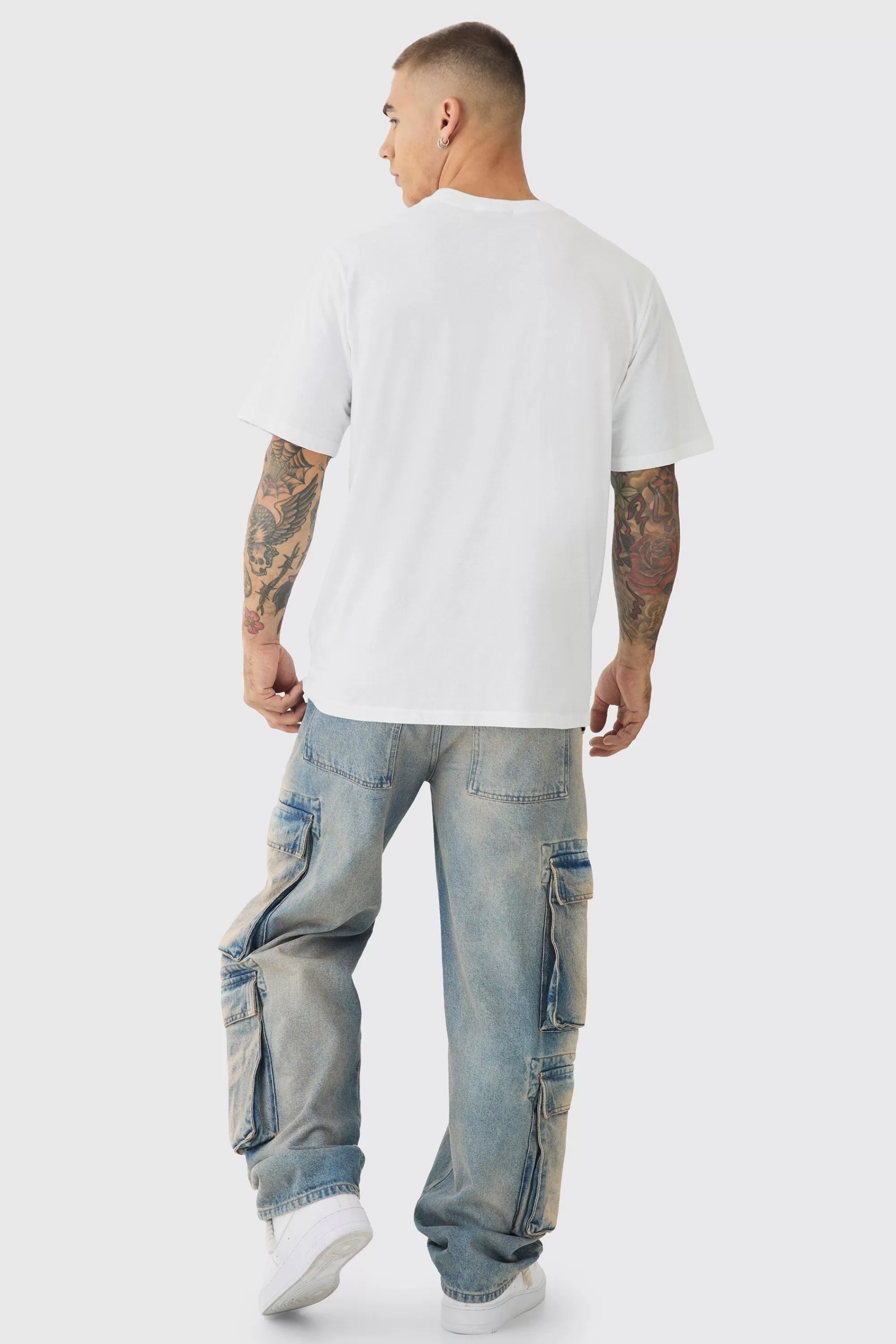 boohooMAN Athlete Printed T-Shirt | UK white Flash Sale