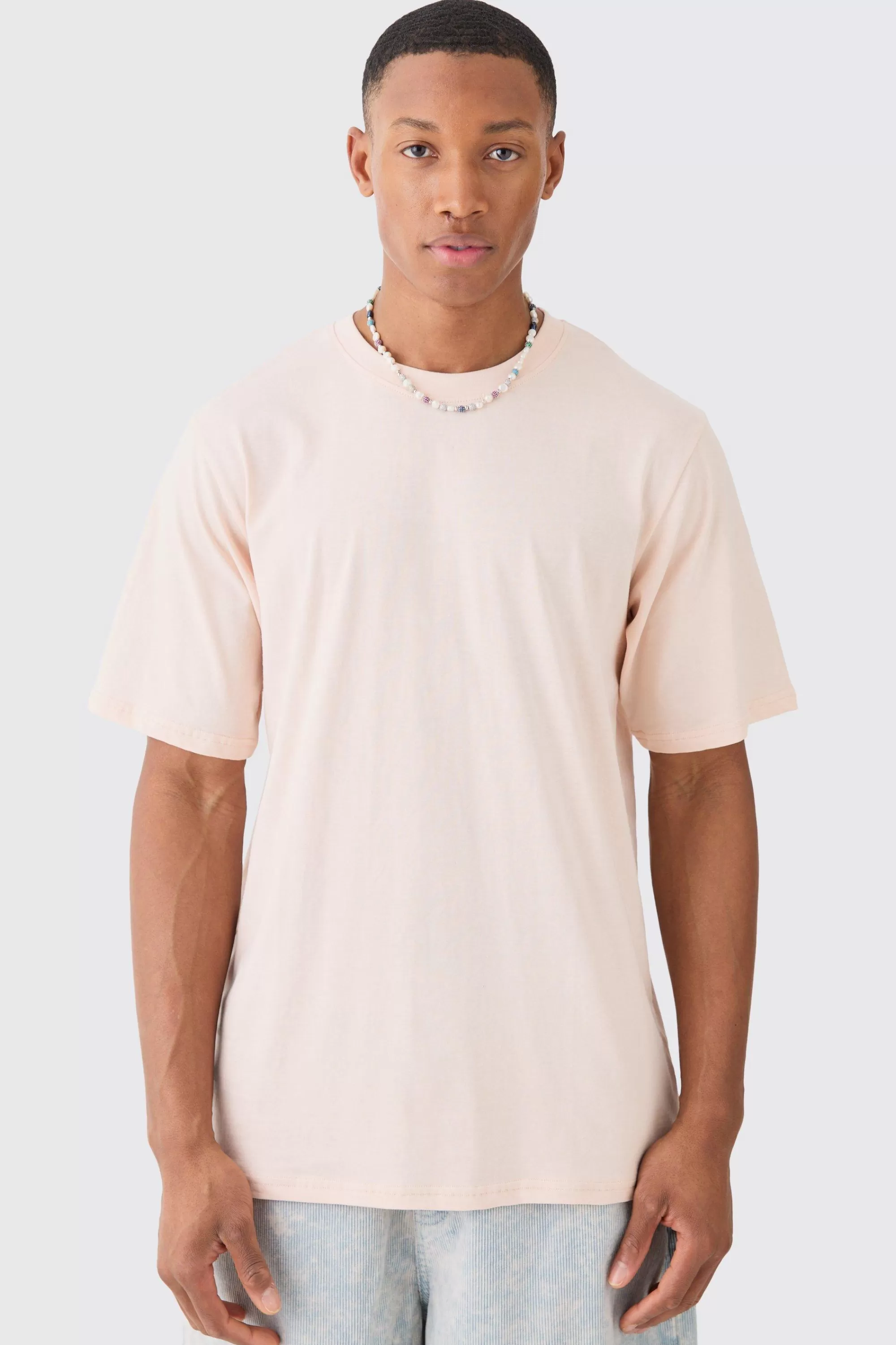 boohooMAN Basic Crew Neck T-shirt | UK pastel pink New