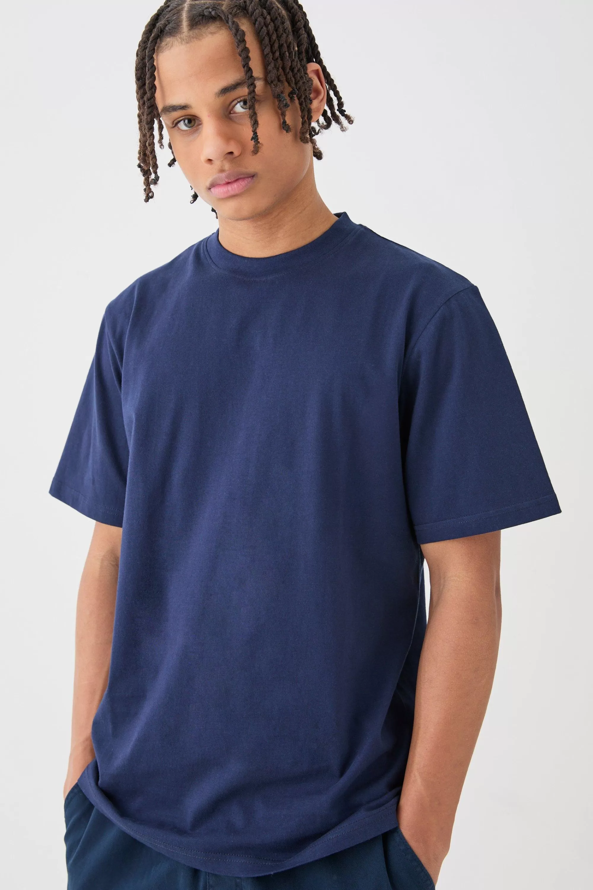 boohooMAN Basic Crew Neck T-shirt | UK navy Cheap