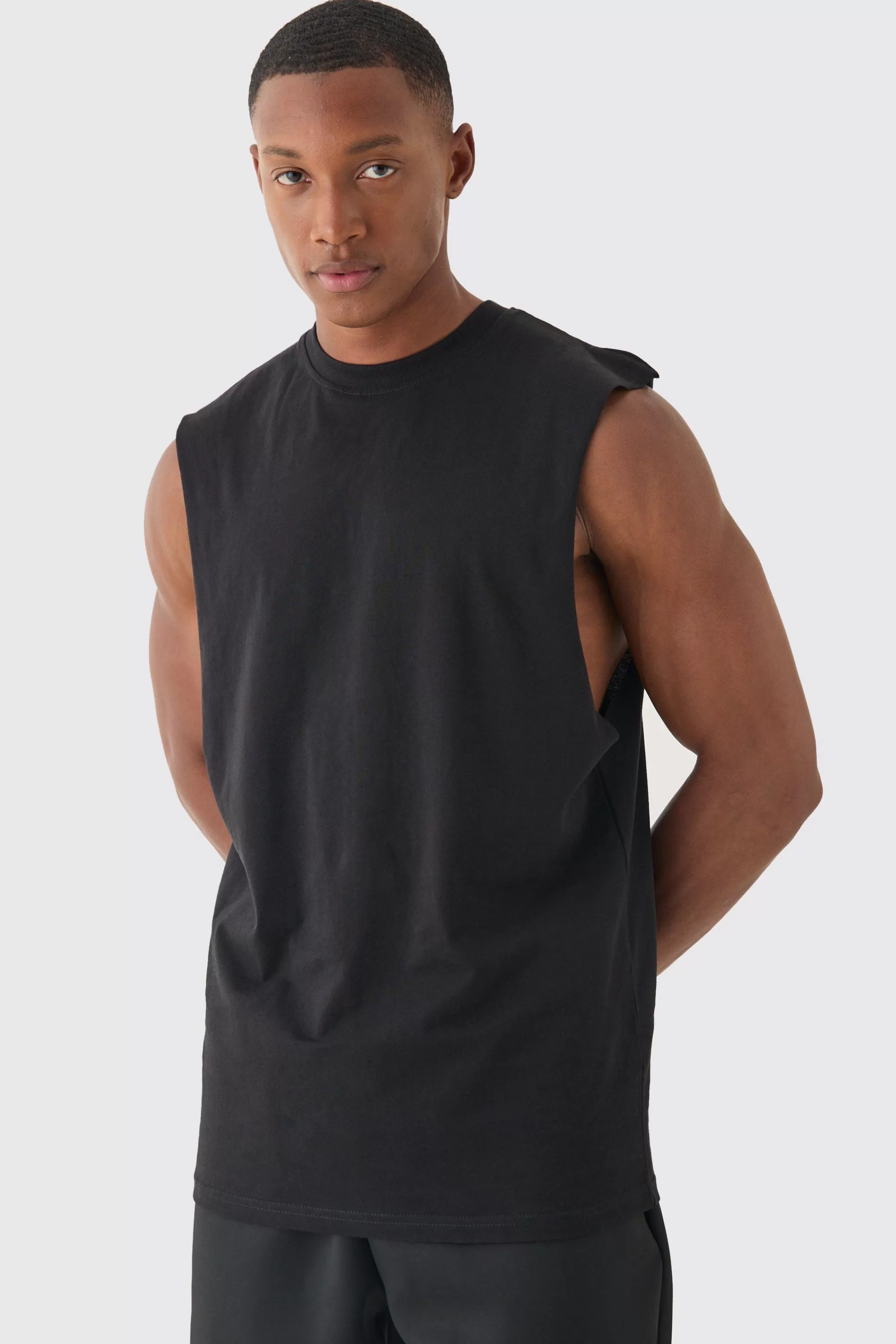 boohooMAN Basic Drop Armhole Tank | UK black Online