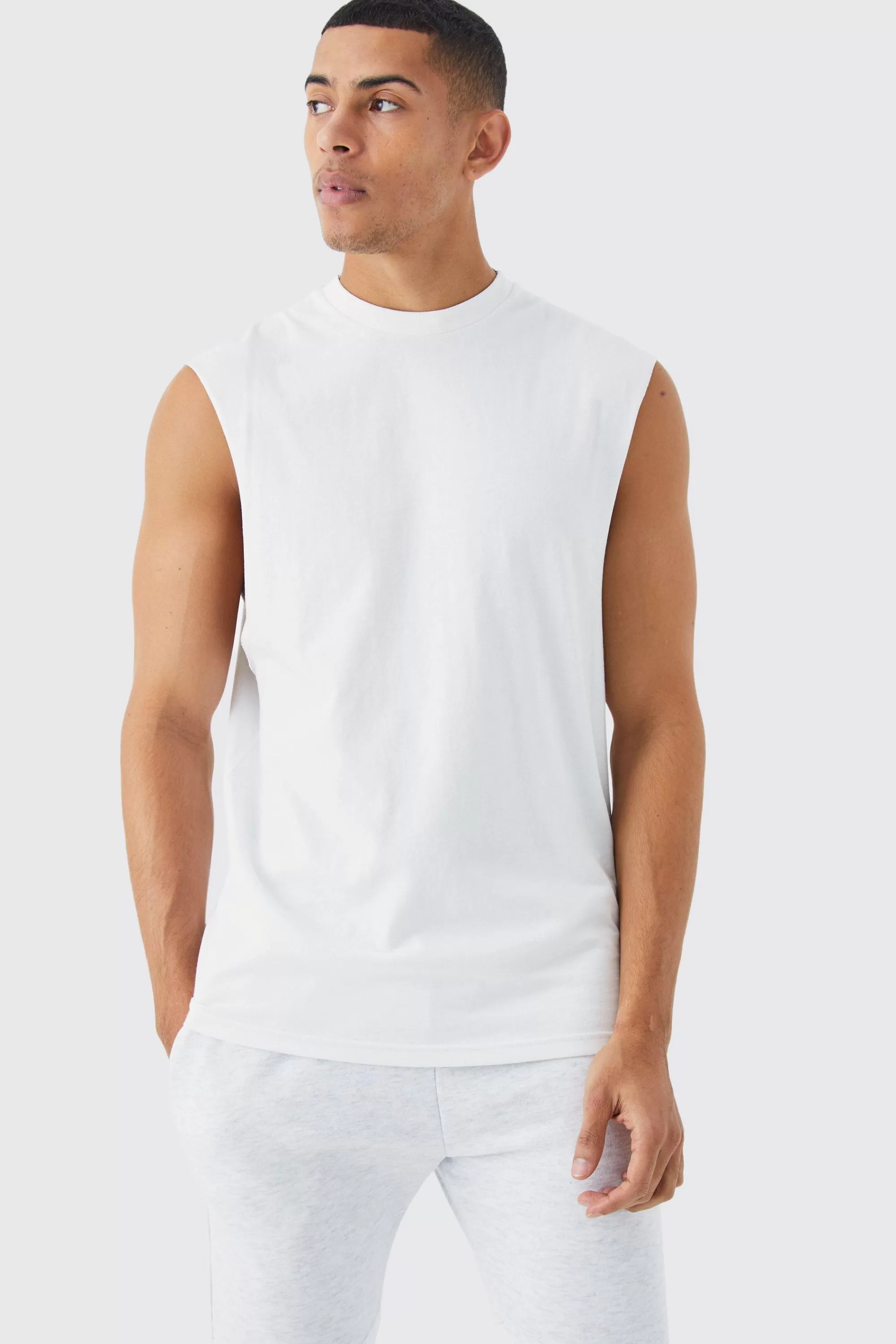 boohooMAN Basic Drop Armhole Tank | UK white Cheap