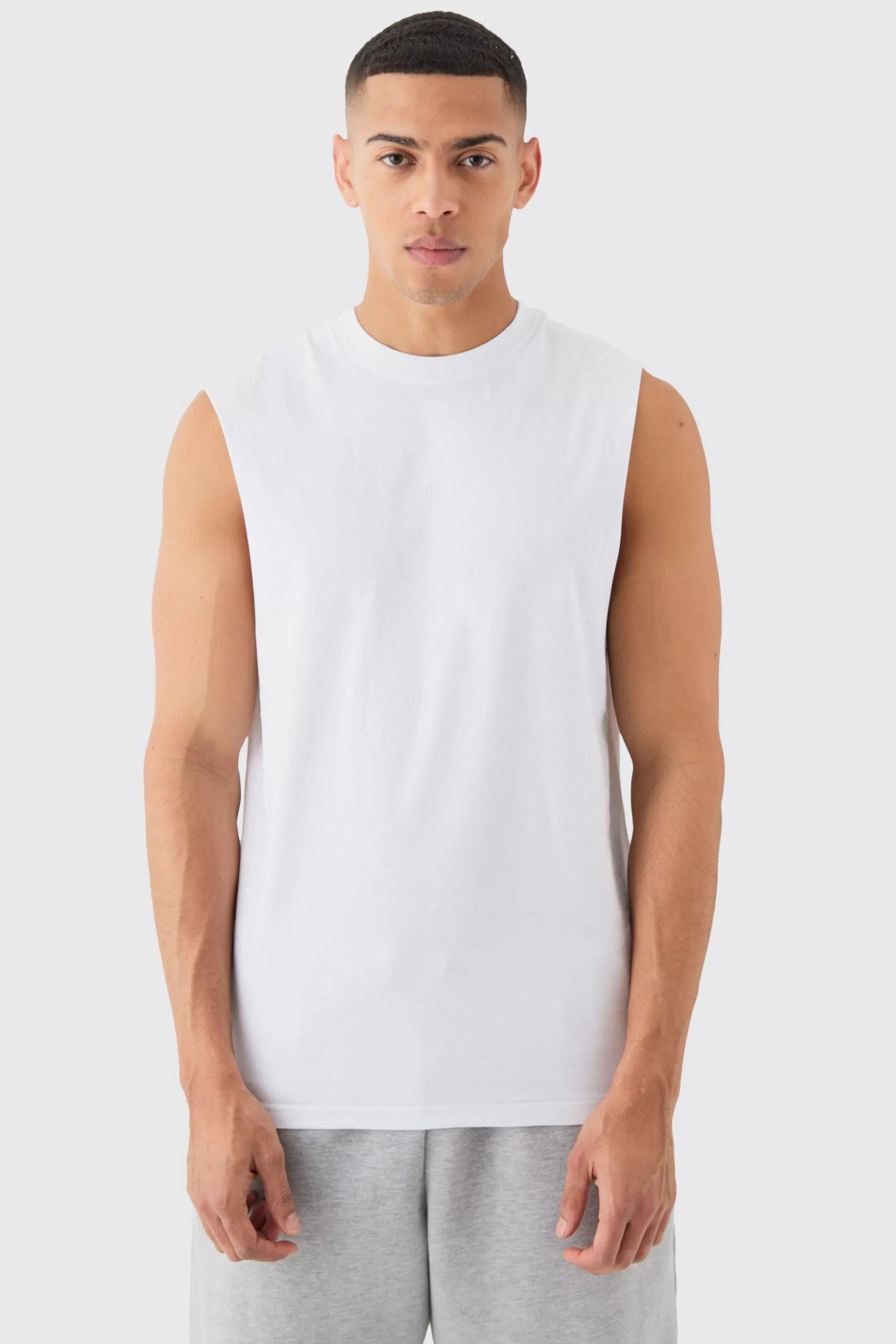 boohooMAN Basic Drop Armhole Tank | UK white Flash Sale
