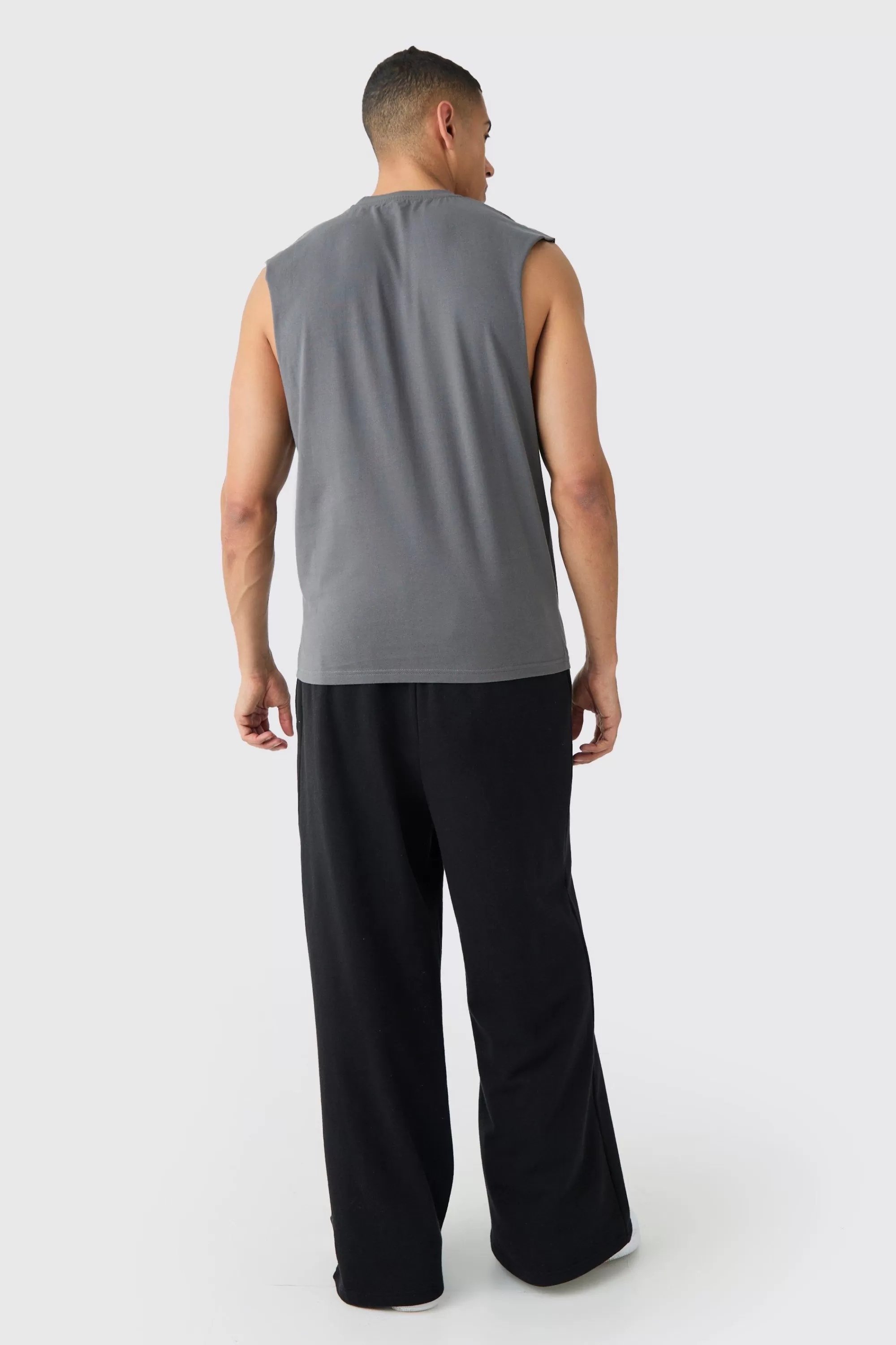 boohooMAN Basic Drop Armhole Tank | UK charcoal Sale