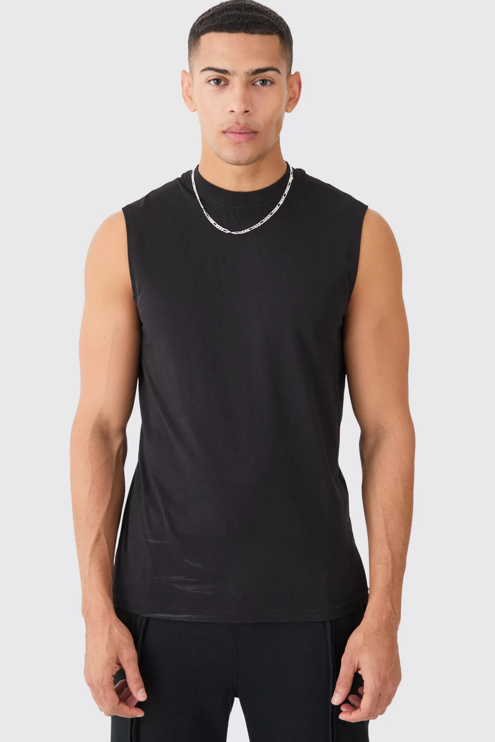 boohooMAN Basic Man Signature Tank | UK black Best