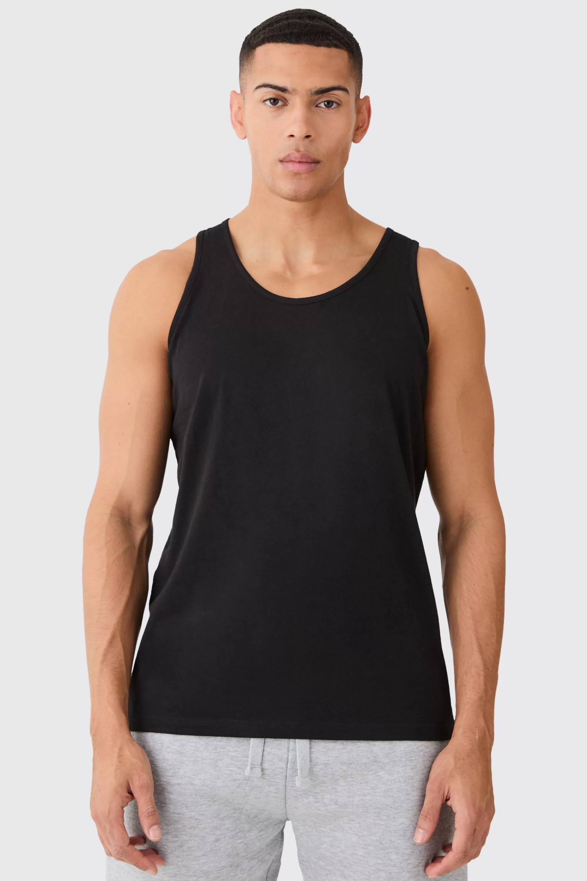 boohooMAN Basic Man Signature Vest | UK black Clearance