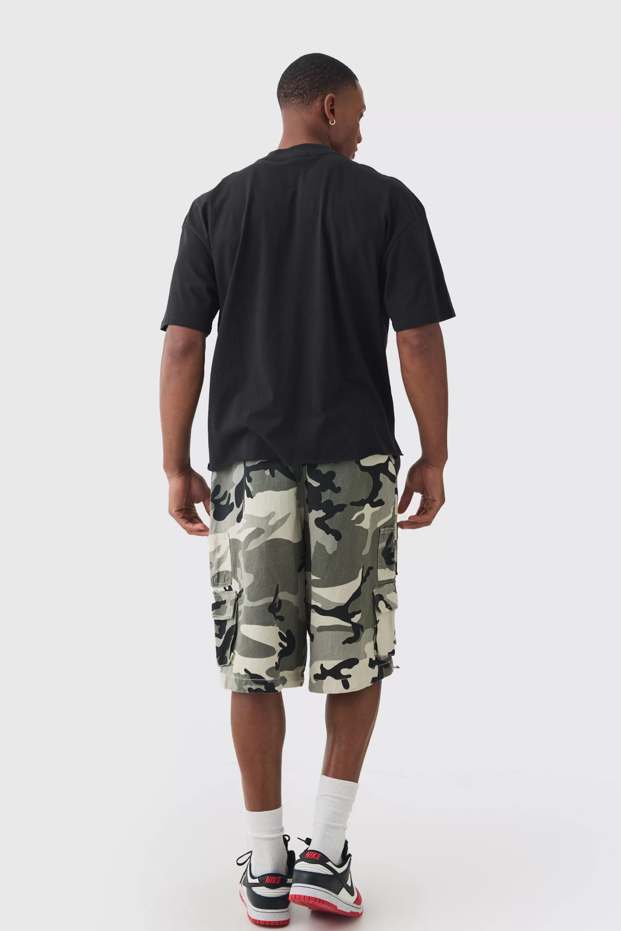 boohooMAN Boxy Extended Neck Raw Hem Large Official Mask Print T-shirt | UK black Cheap