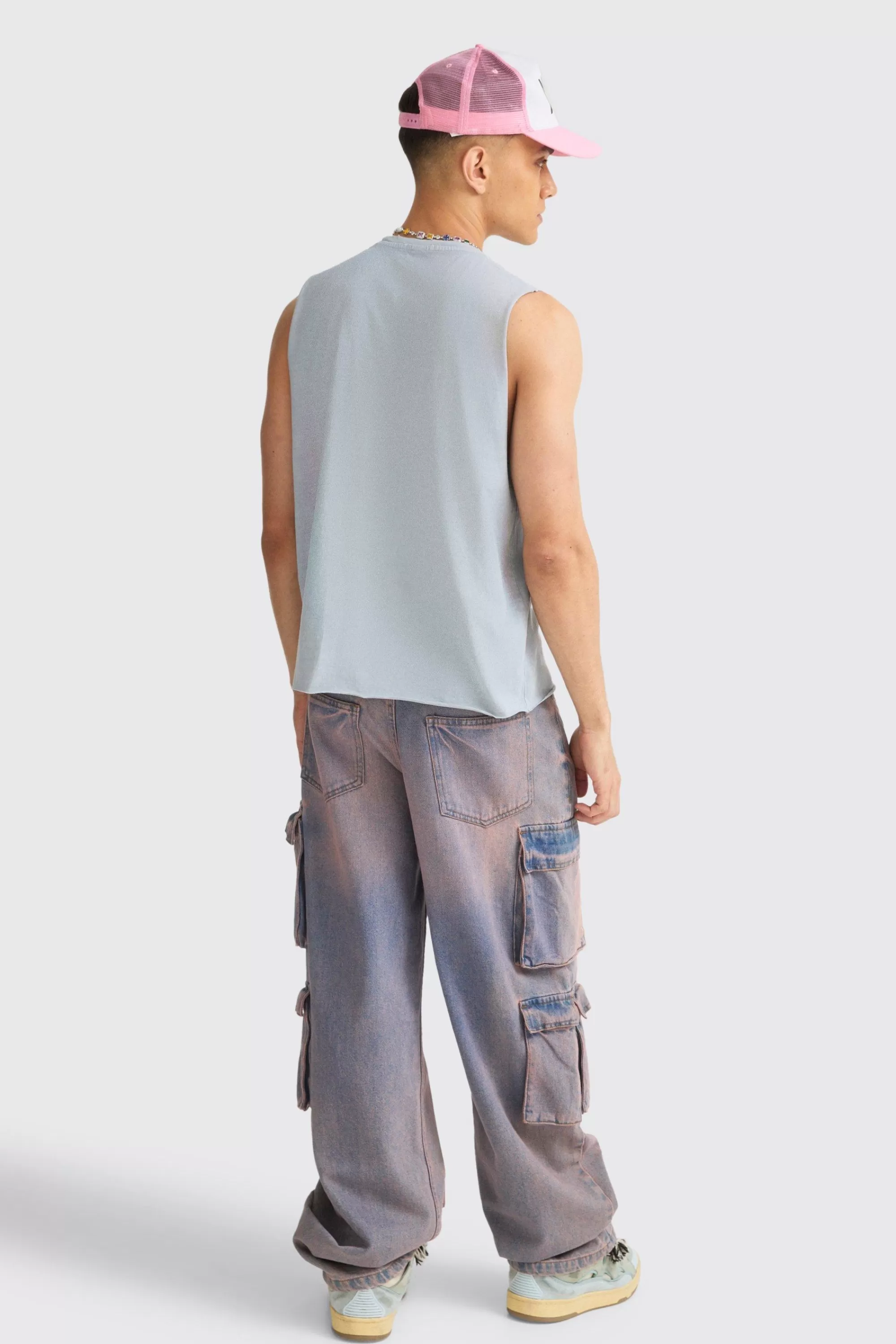 boohooMAN Boxy Talk Pride To Me Distressed Tank | UK charcoal Shop