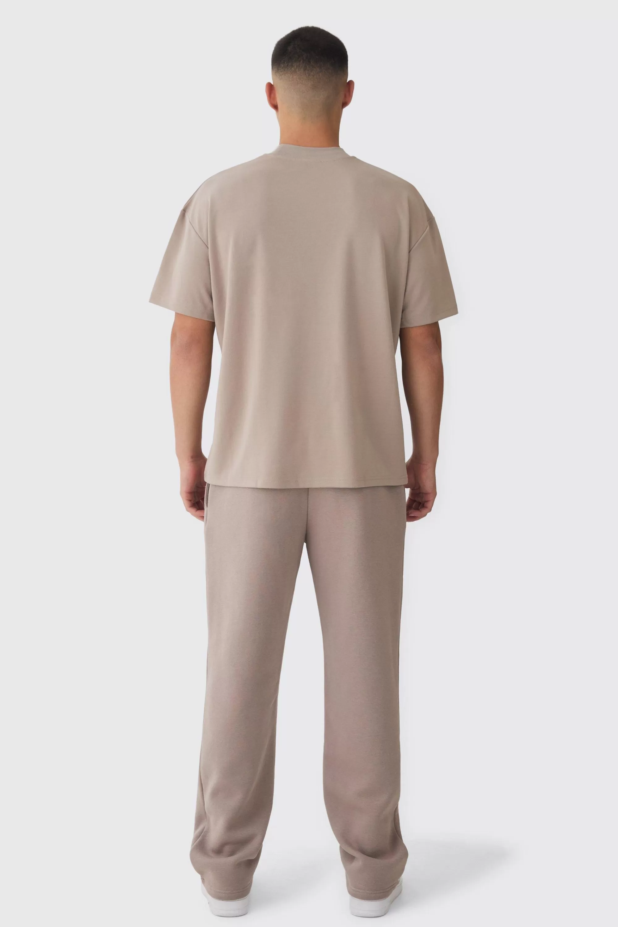 boohooMAN Extended Neck Oversized Super Heavy Premium T-shirt | UK stone Best