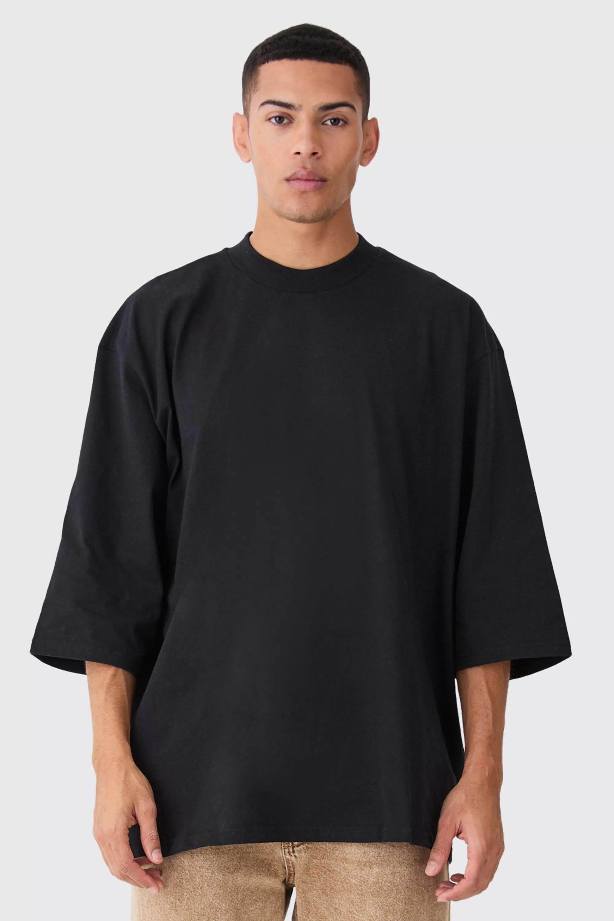 boohooMAN Extreme Oversized Extended Neck Heavy Weight T-shirt | UK black Sale