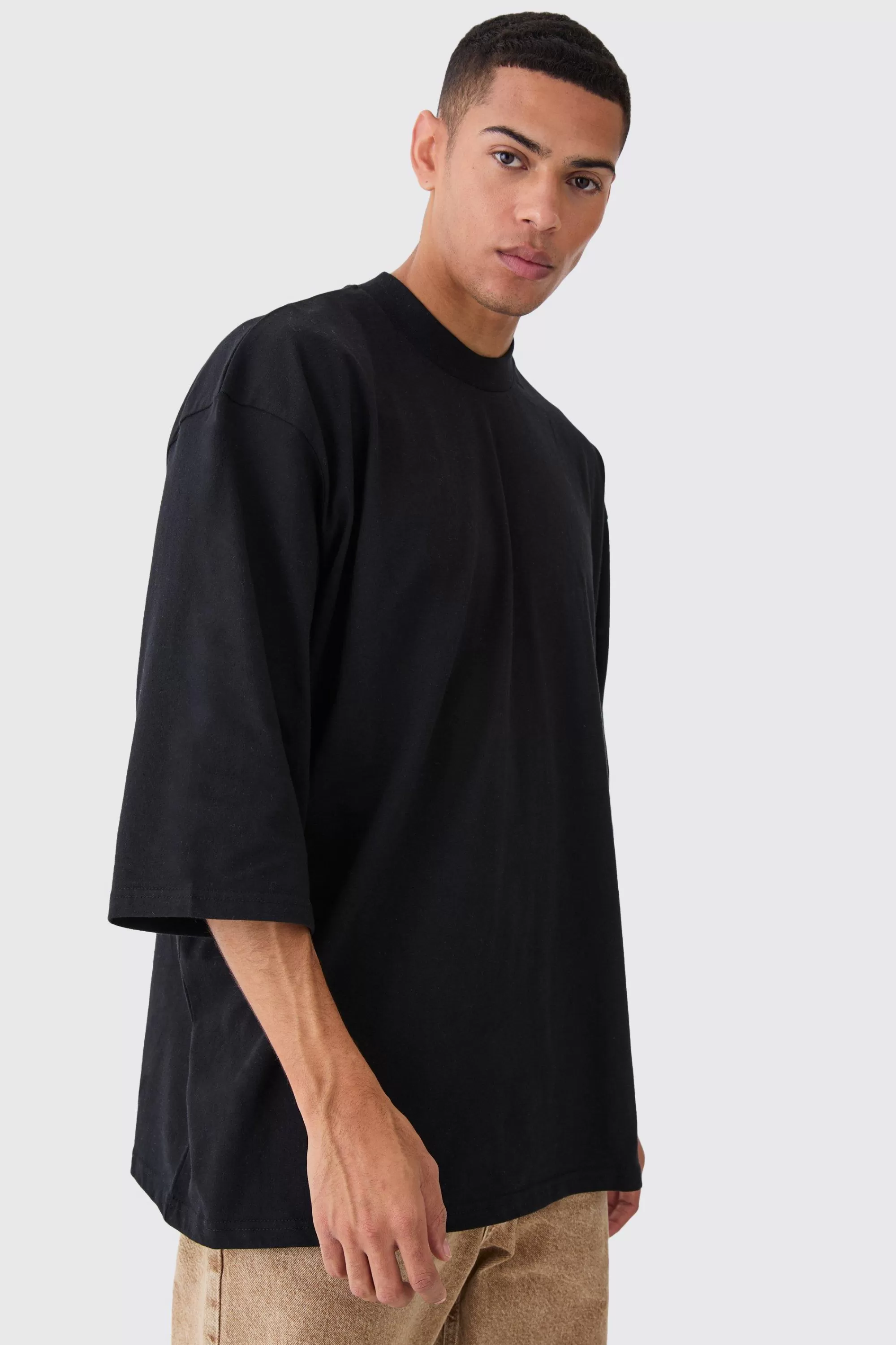 boohooMAN Extreme Oversized Extended Neck Heavy Weight T-shirt | UK black Sale