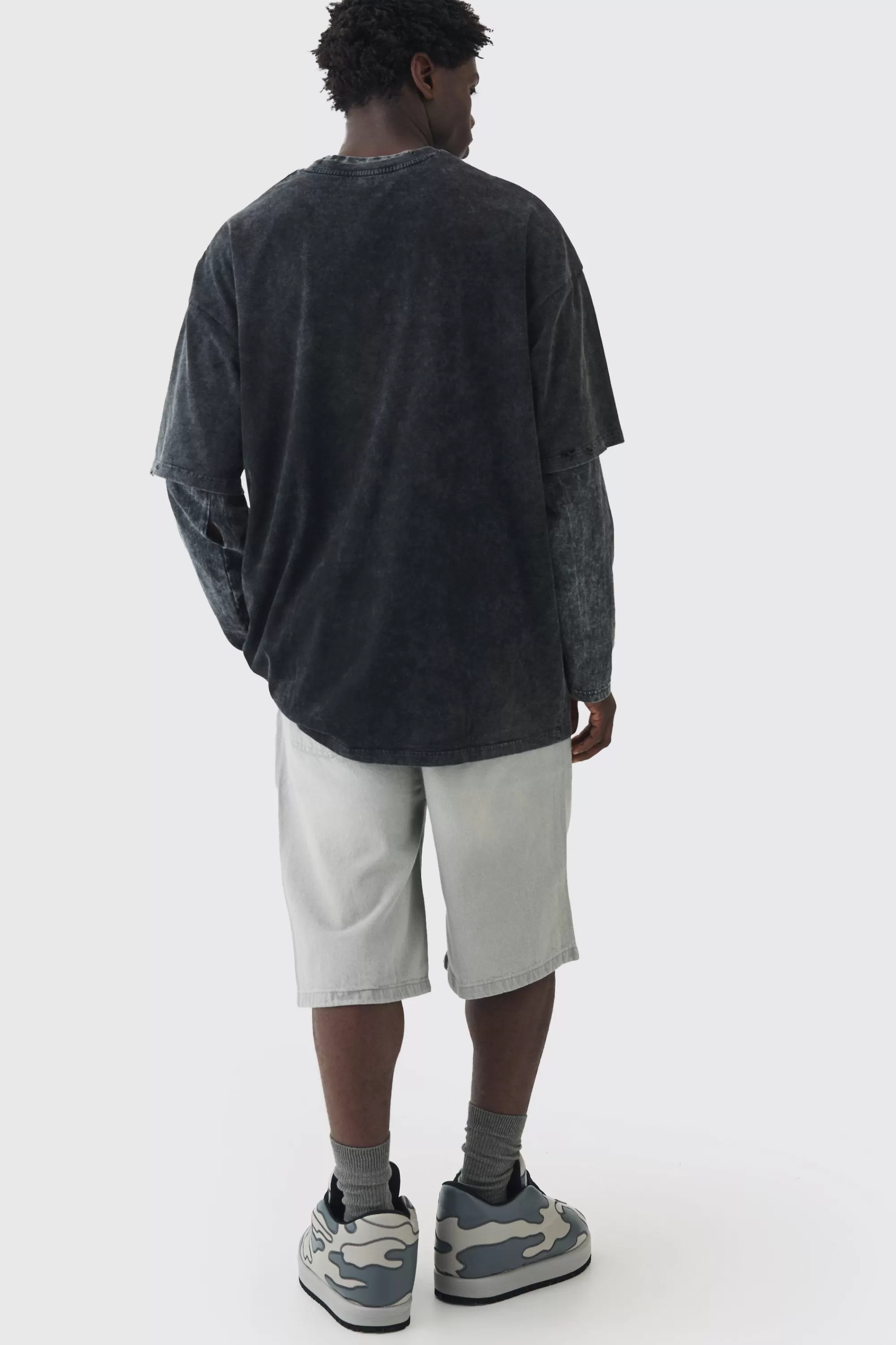 boohooMAN Extreme Oversized Heavyweight Washed Printed Distressed T-shirt | UK black Best