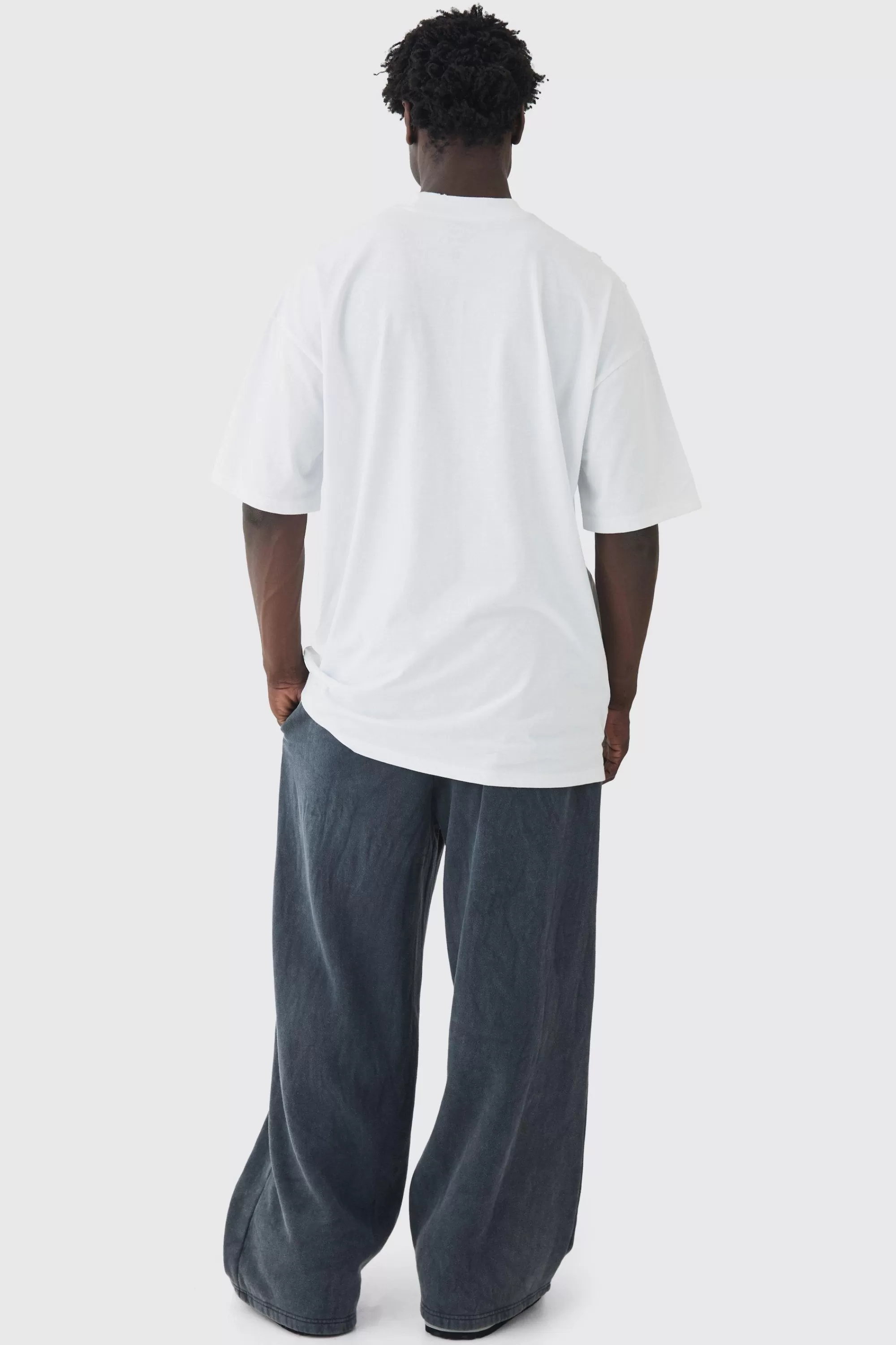 boohooMAN Extreme Oversized Heavyweight Washed Printed Distressed T-shirt | UK white Clearance
