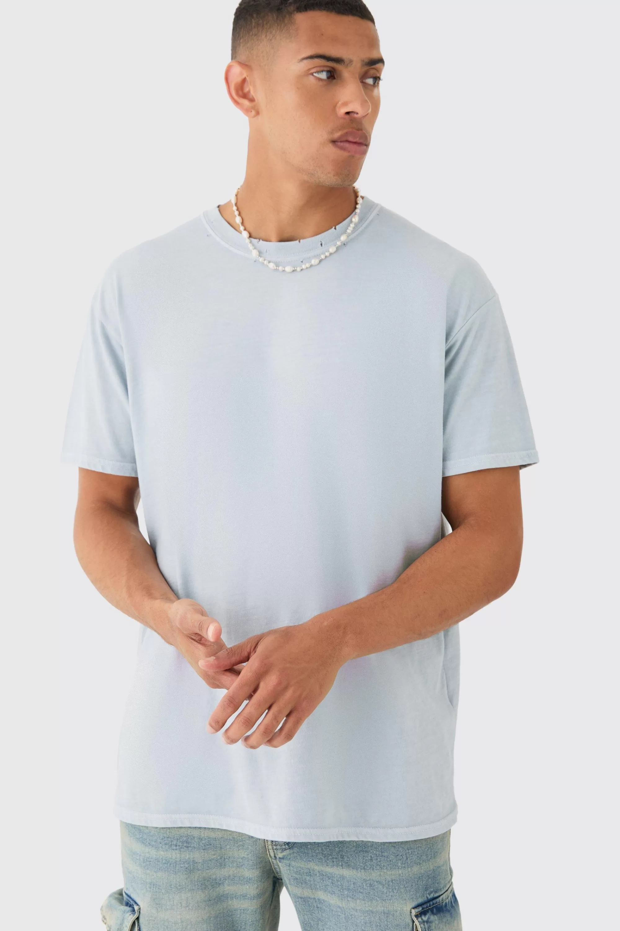boohooMAN Loose Fit Distressed Wash T-shirt | UK grey Cheap
