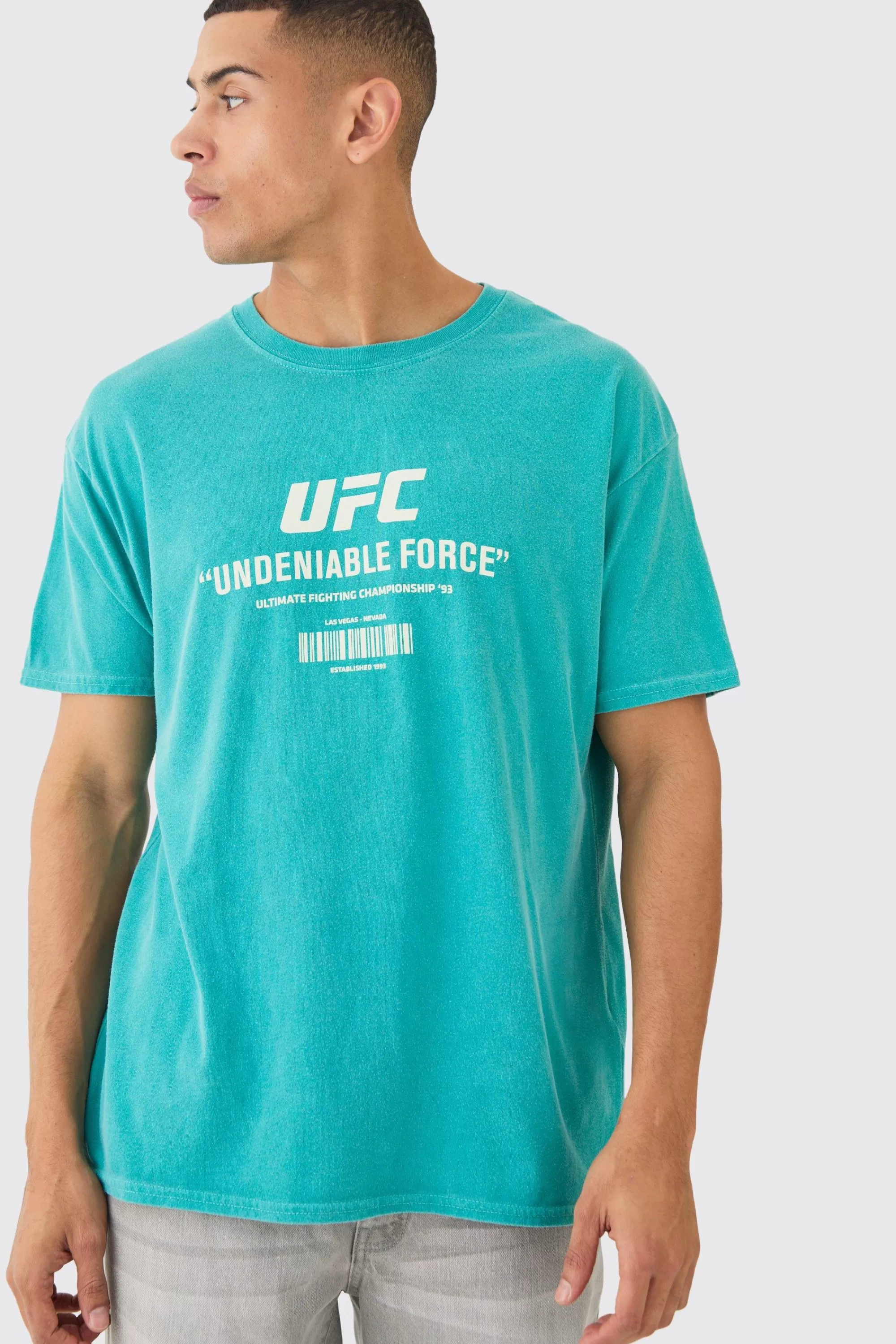 boohooMAN Loose Fit UFC Wash License T-shirt | UK green Best