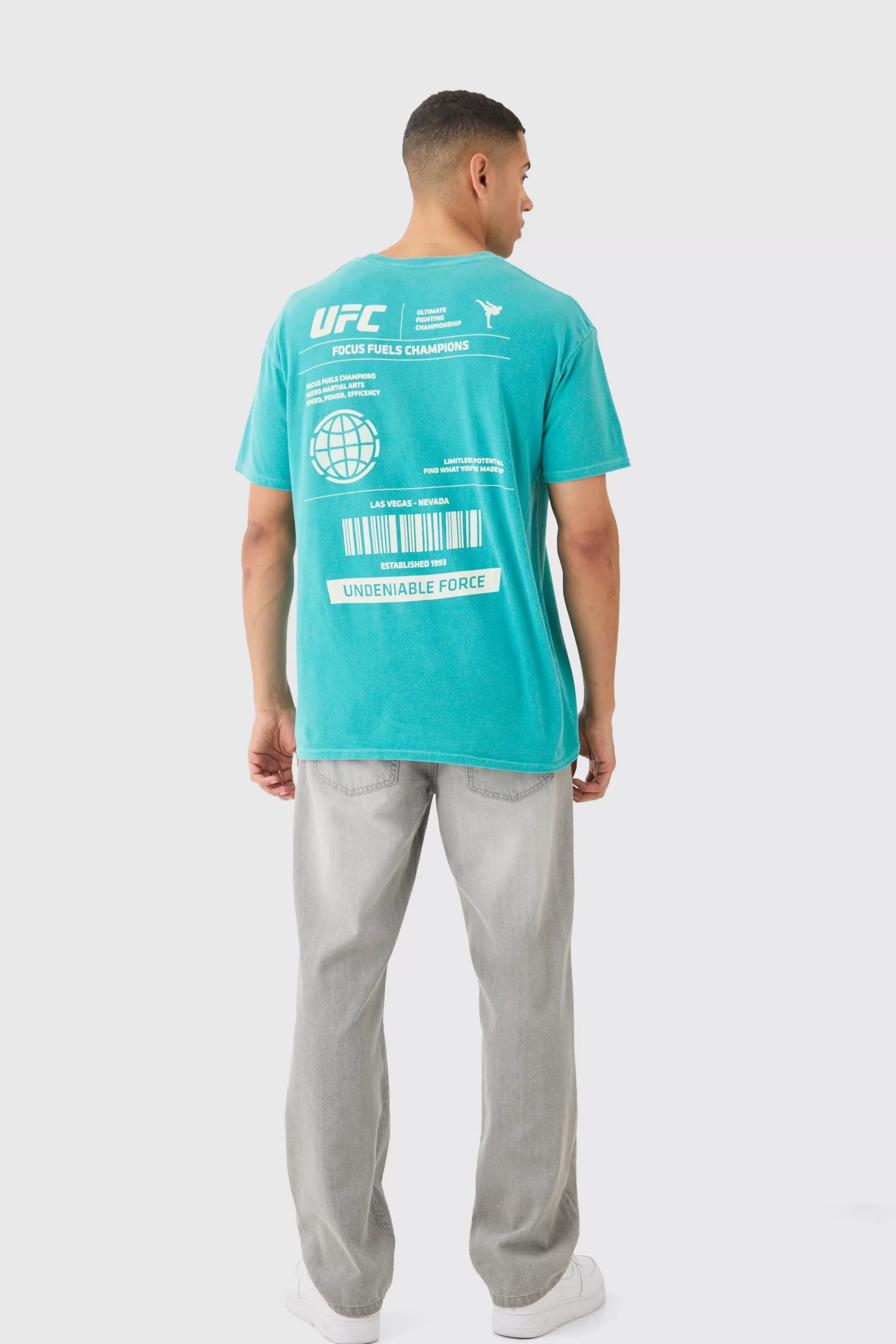 boohooMAN Loose Fit UFC Wash License T-shirt | UK green Best