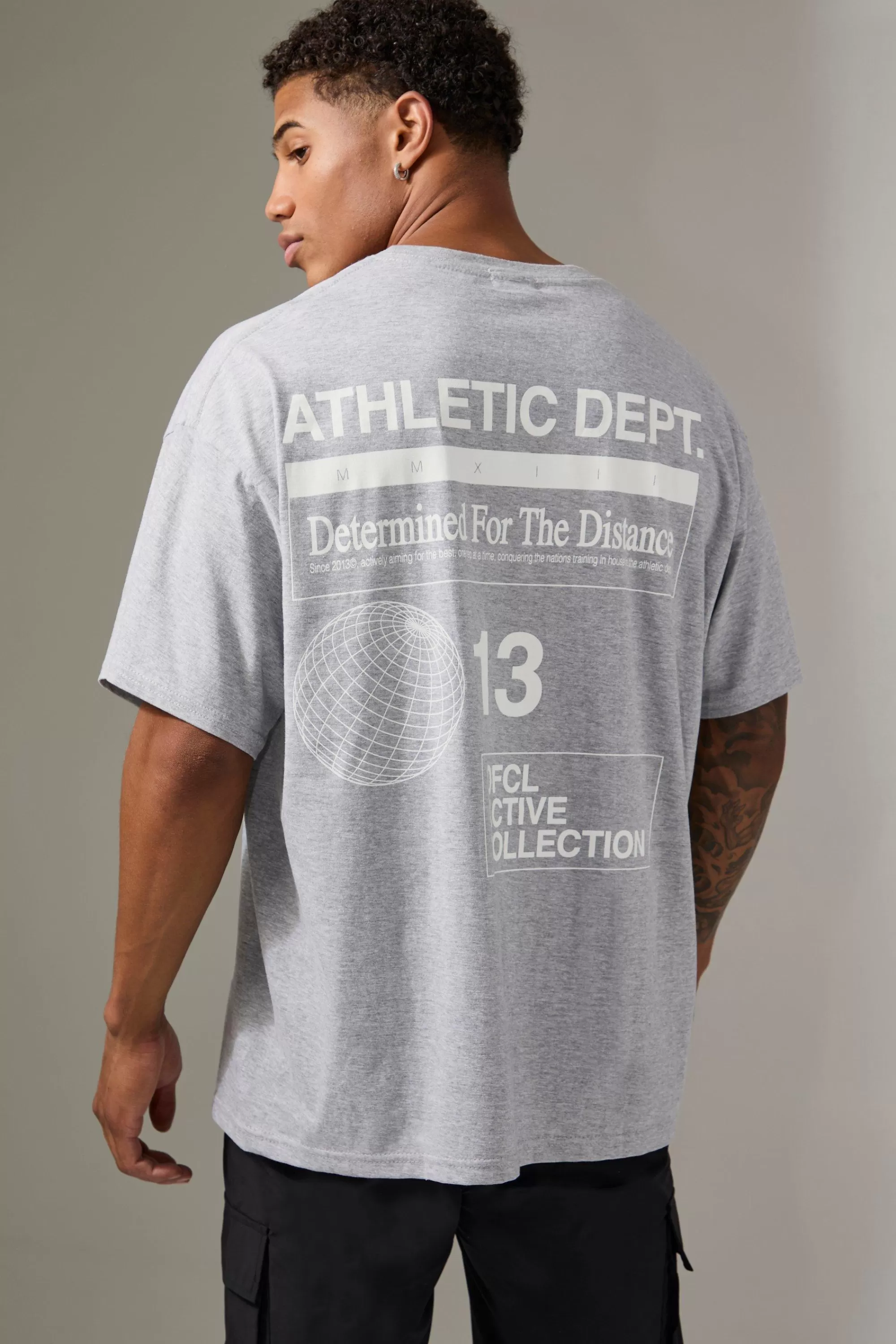boohooMAN Man Active Athletic Dept Oversized T-shirt | UK grey marl Discount