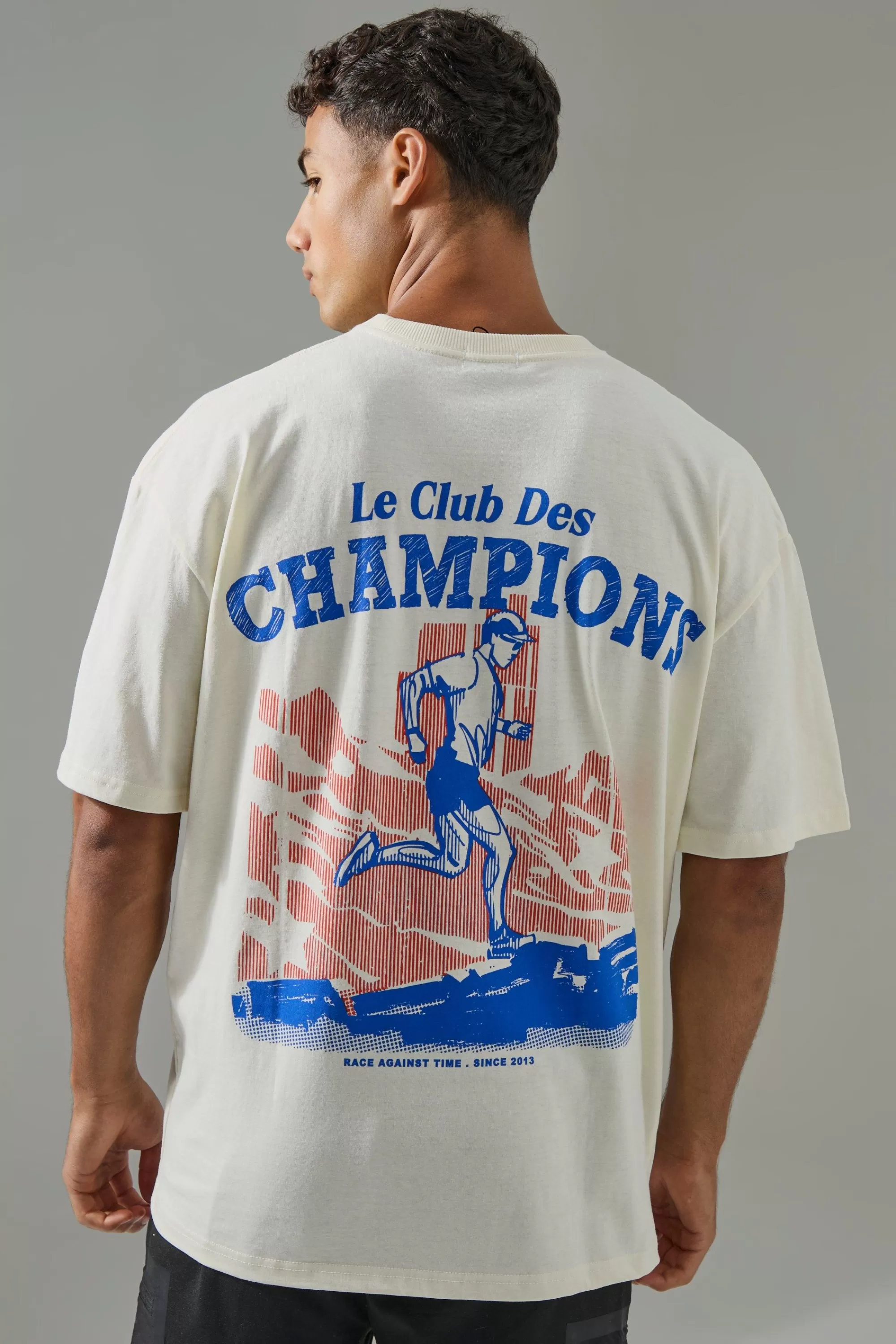 boohooMAN Man Active Champions Oversized T-shirt | UK ecru Shop