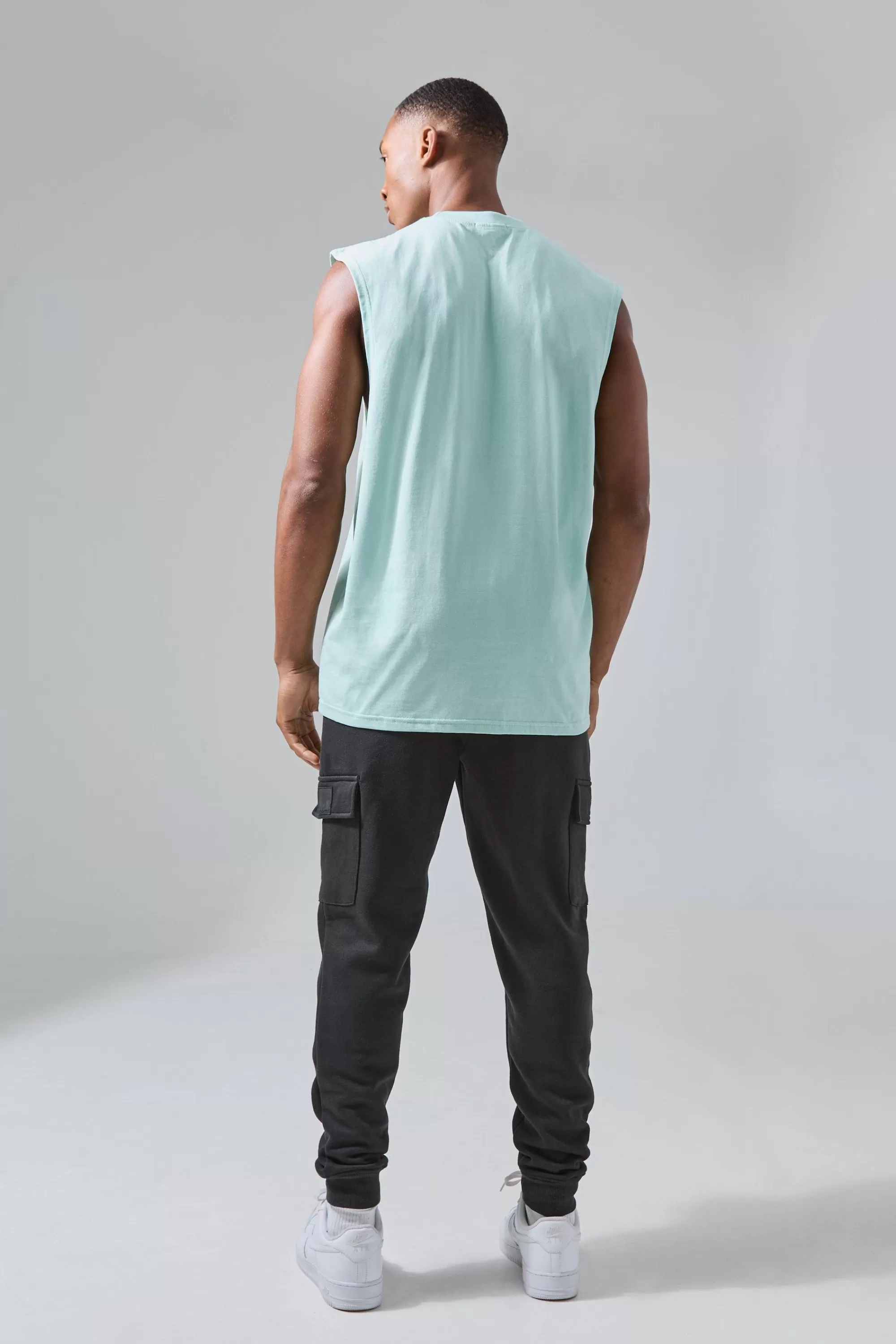 boohooMAN Man Active Deep Cut Drop Armhole Jersey Reg Fit Tank | UK mint Shop
