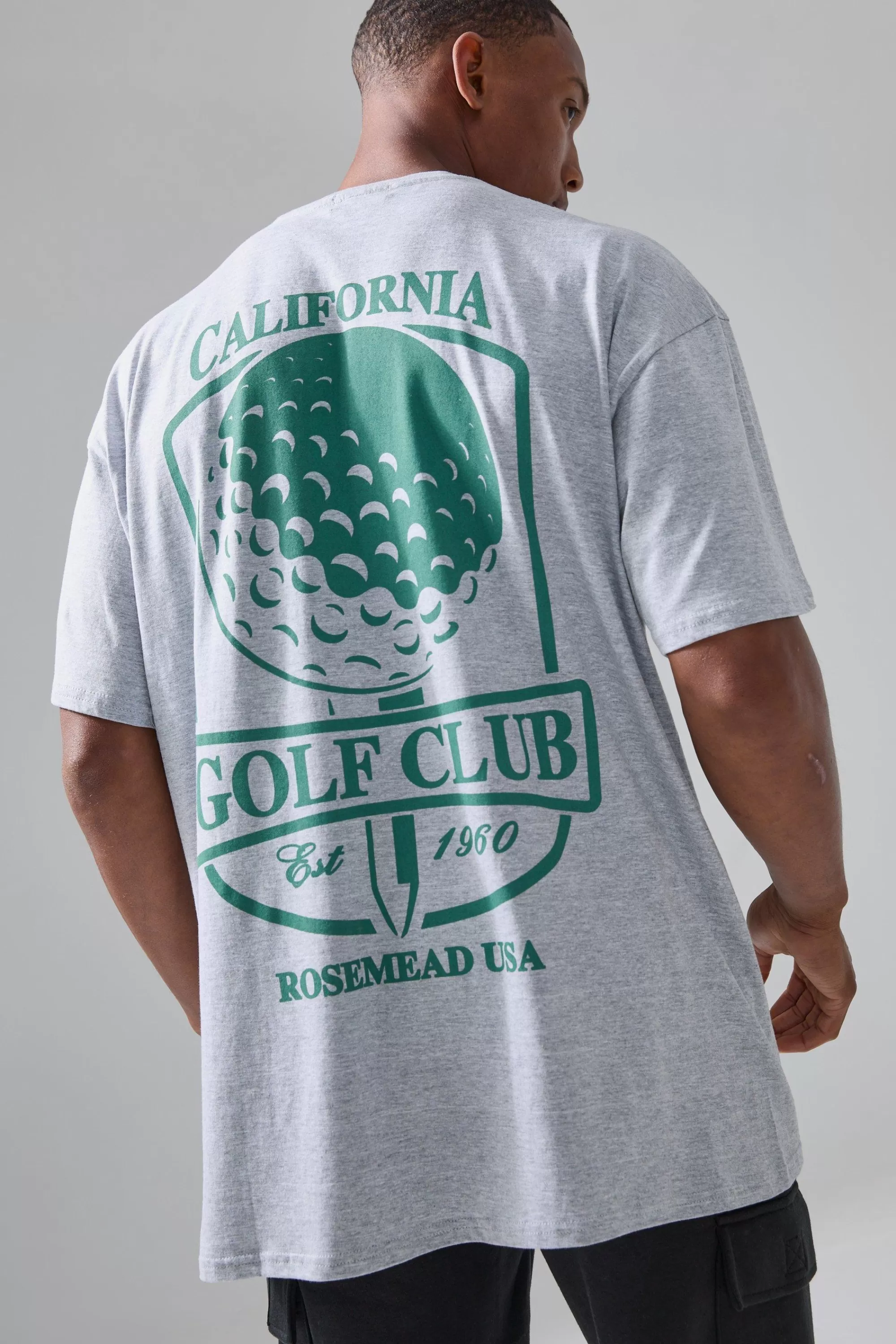 boohooMAN Man Active Golf Club Oversized T-shirt | UK grey marl Clearance