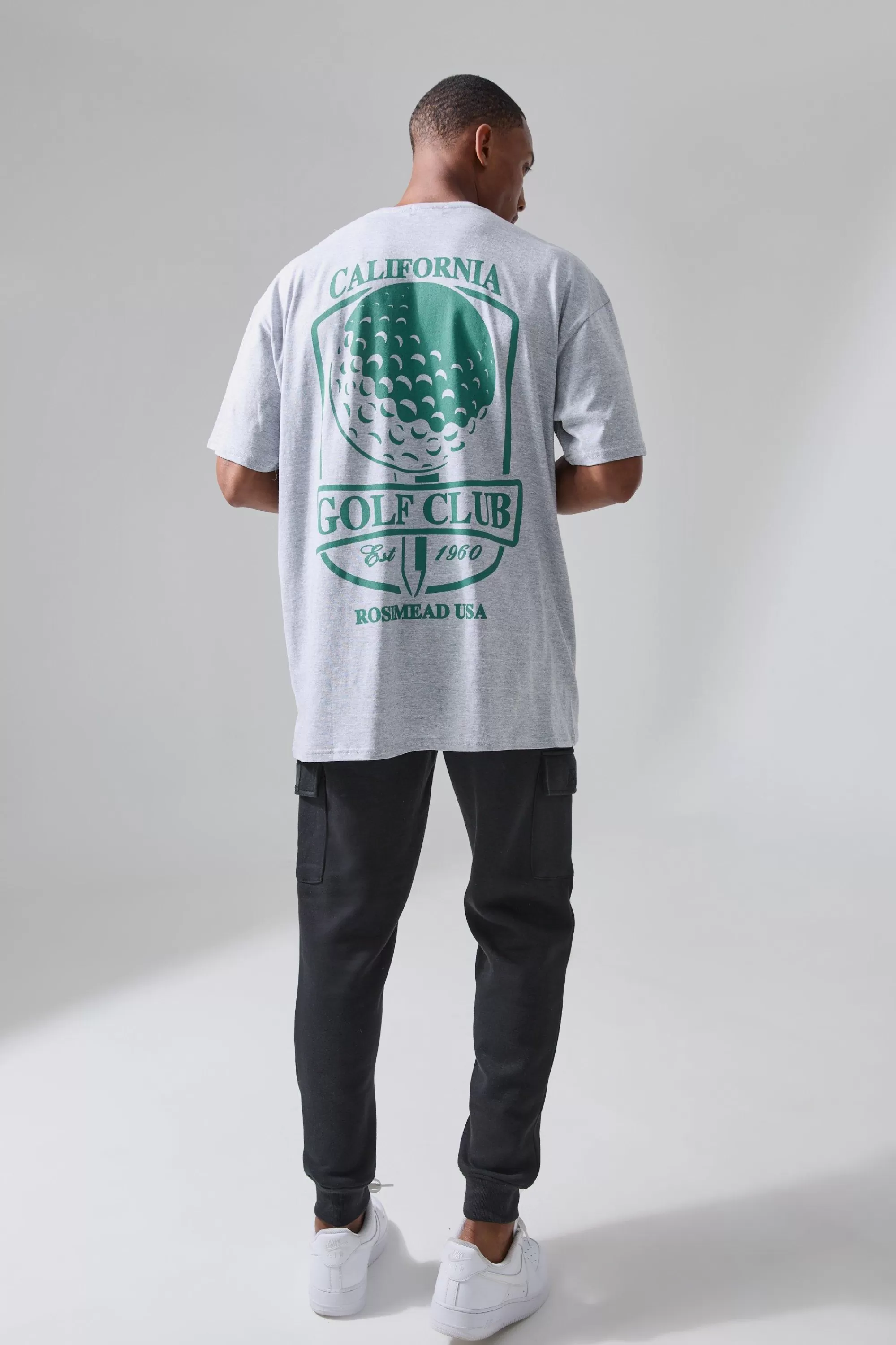 boohooMAN Man Active Golf Club Oversized T-shirt | UK grey marl Clearance