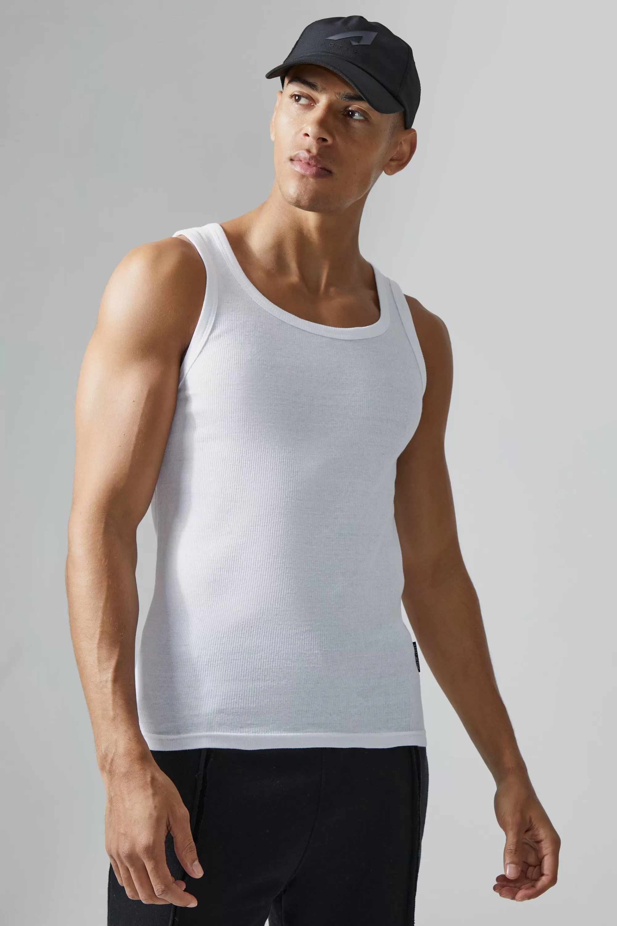 boohooMAN Man Active Gym Muscle Fit 2 Pack Ribbed Vests | UK multi Discount