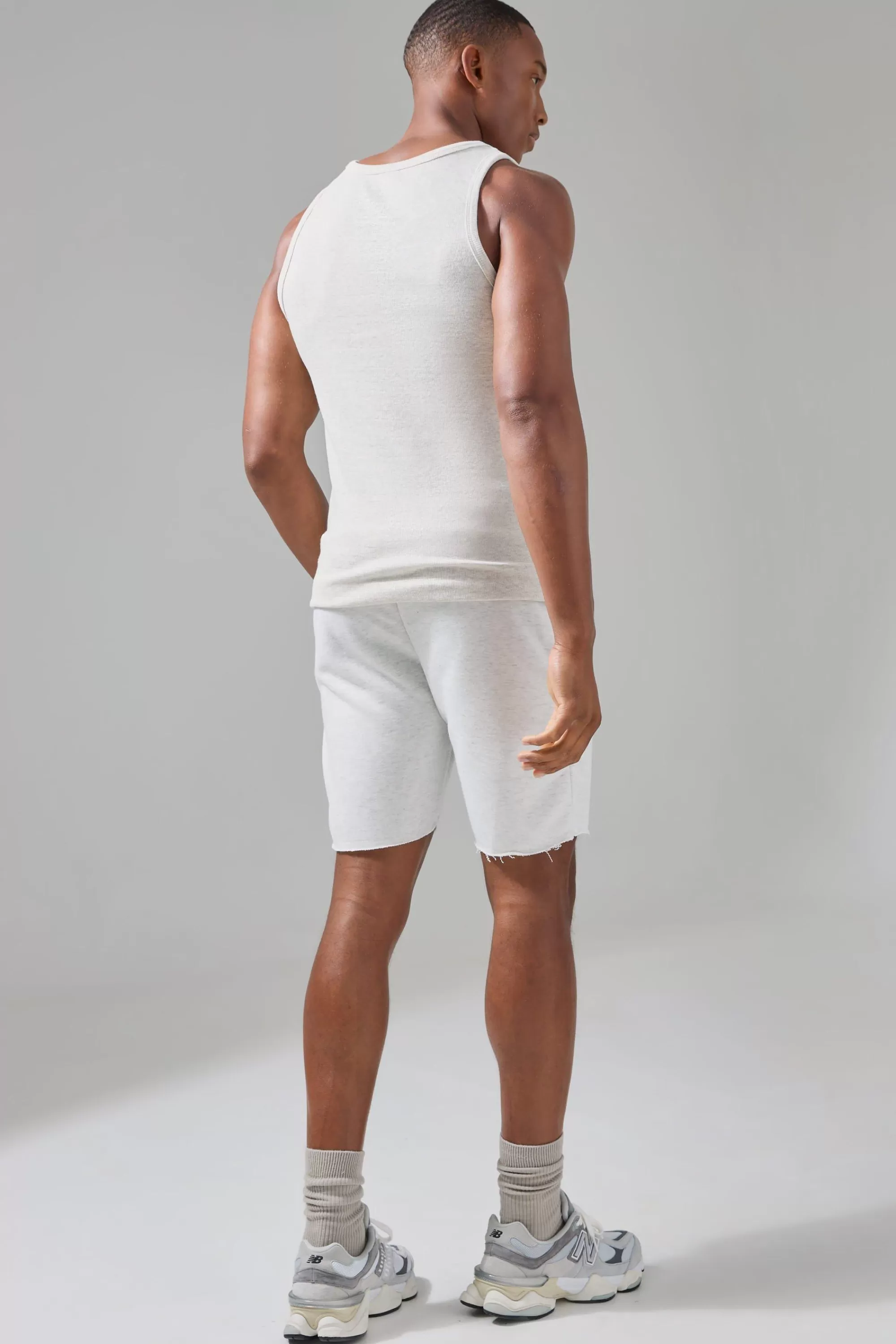 boohooMAN Man Active Gym Muscle Fit Ribbed Vest | UK grey Fashion