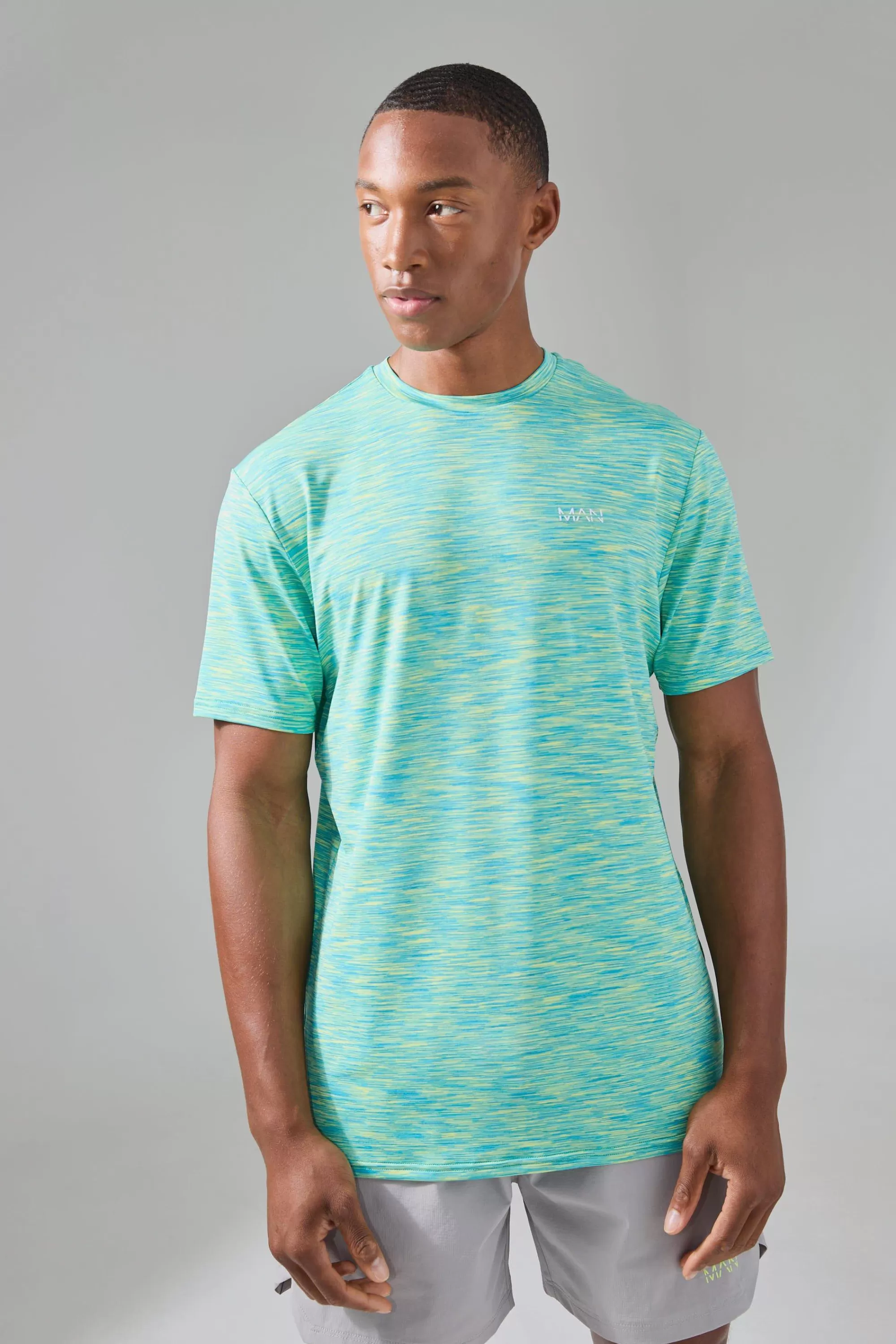 boohooMAN Man Active Lightweight Space Dye Marl Reg Fit T-shirt | UK green Best