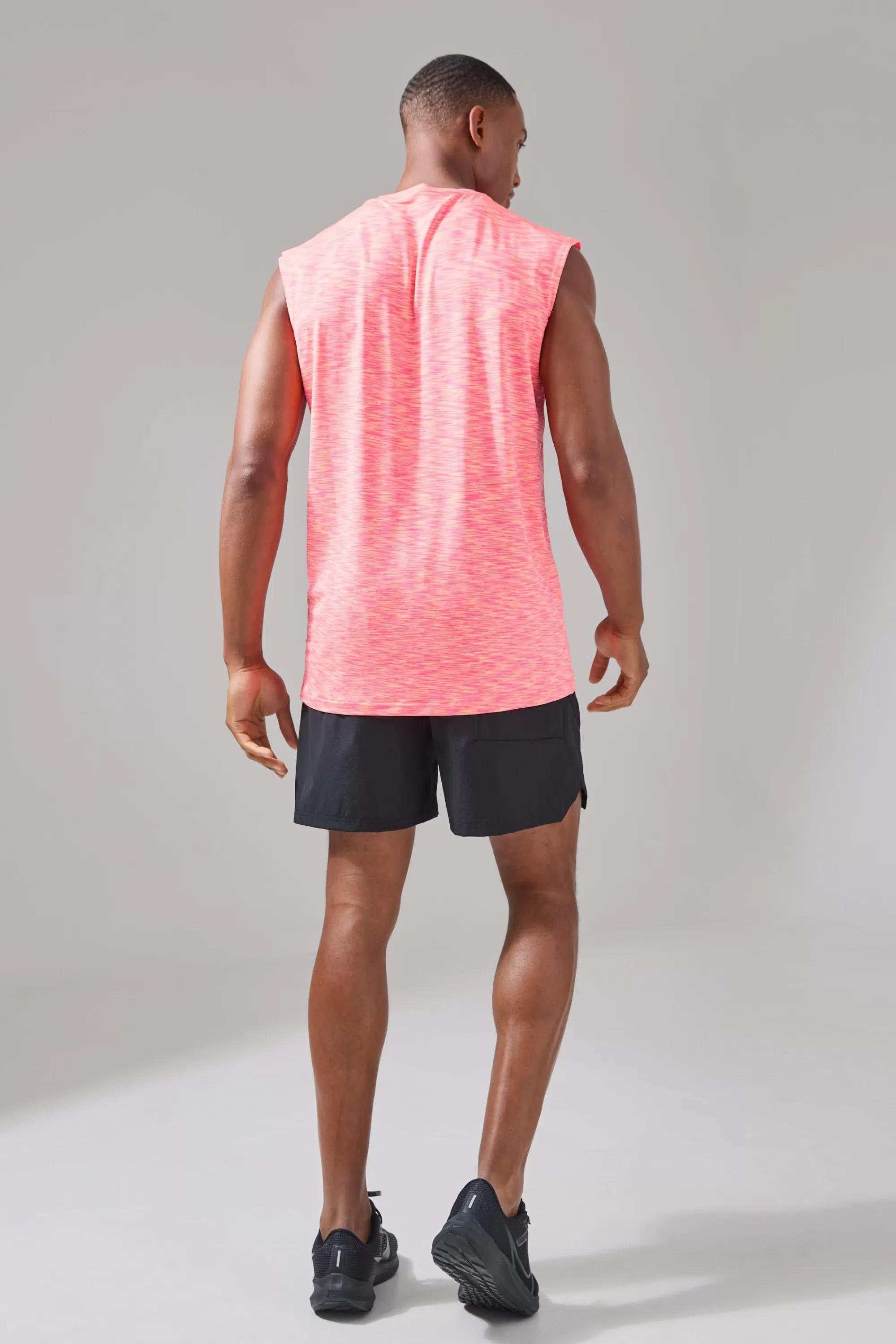 boohooMAN Man Active Lightweight Space Dye Marl Regular Fit Tank | UK pink Best Sale