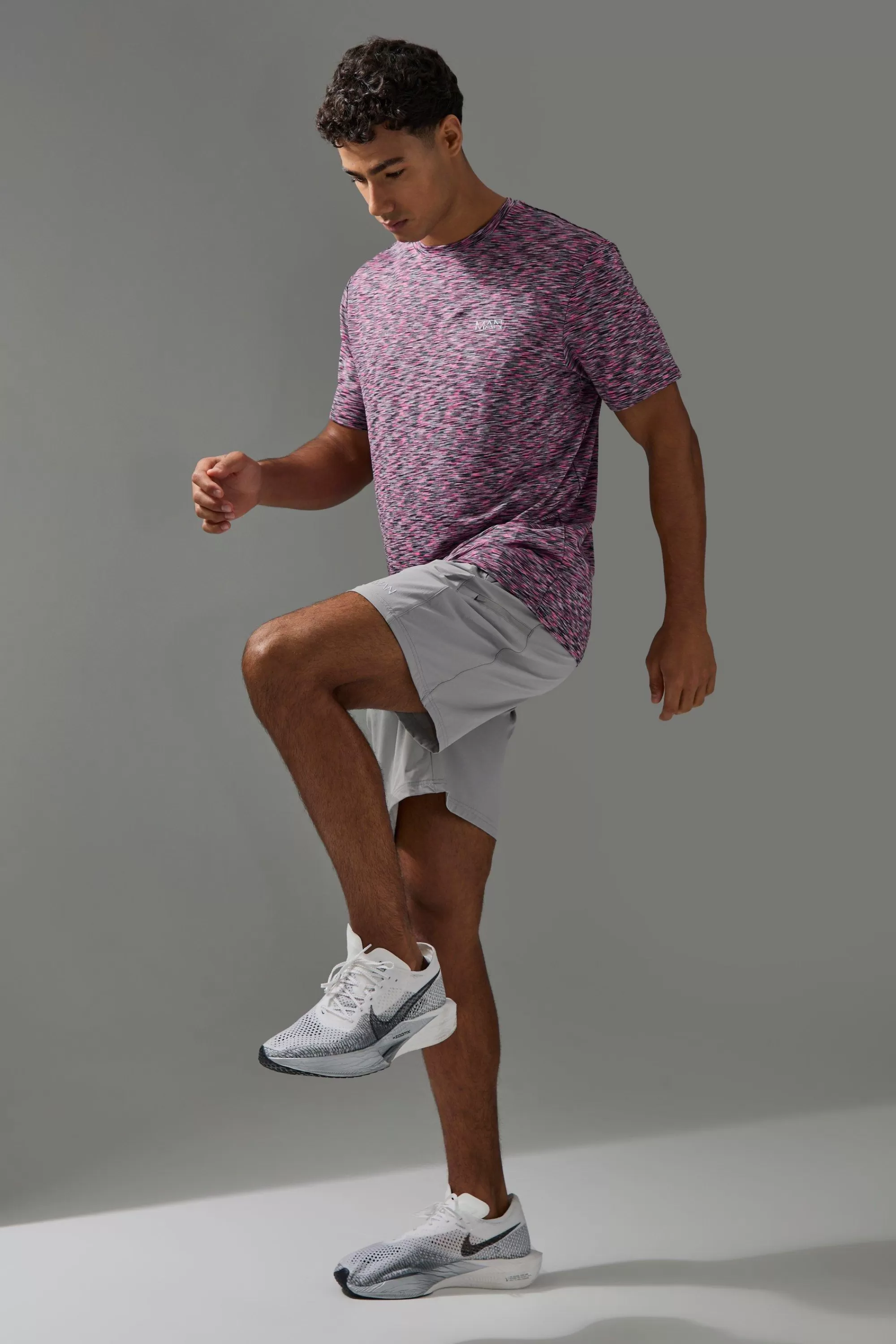 boohooMAN Man Active Lightweight Space Dye Marl Short Sleece T-shirt | UK multi Online