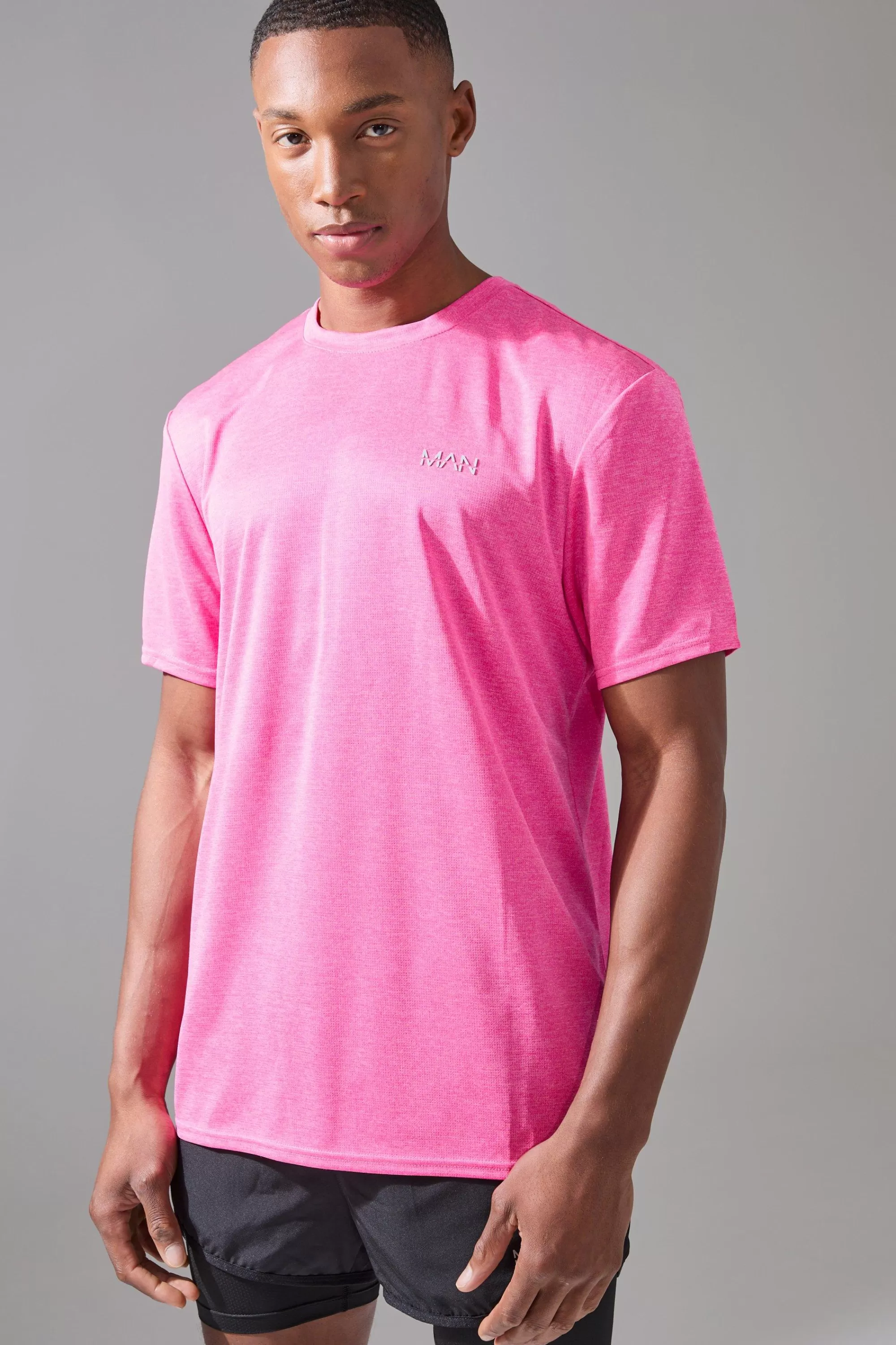 boohooMAN Man Active Marl Performance T-shirt | UK pink Flash Sale