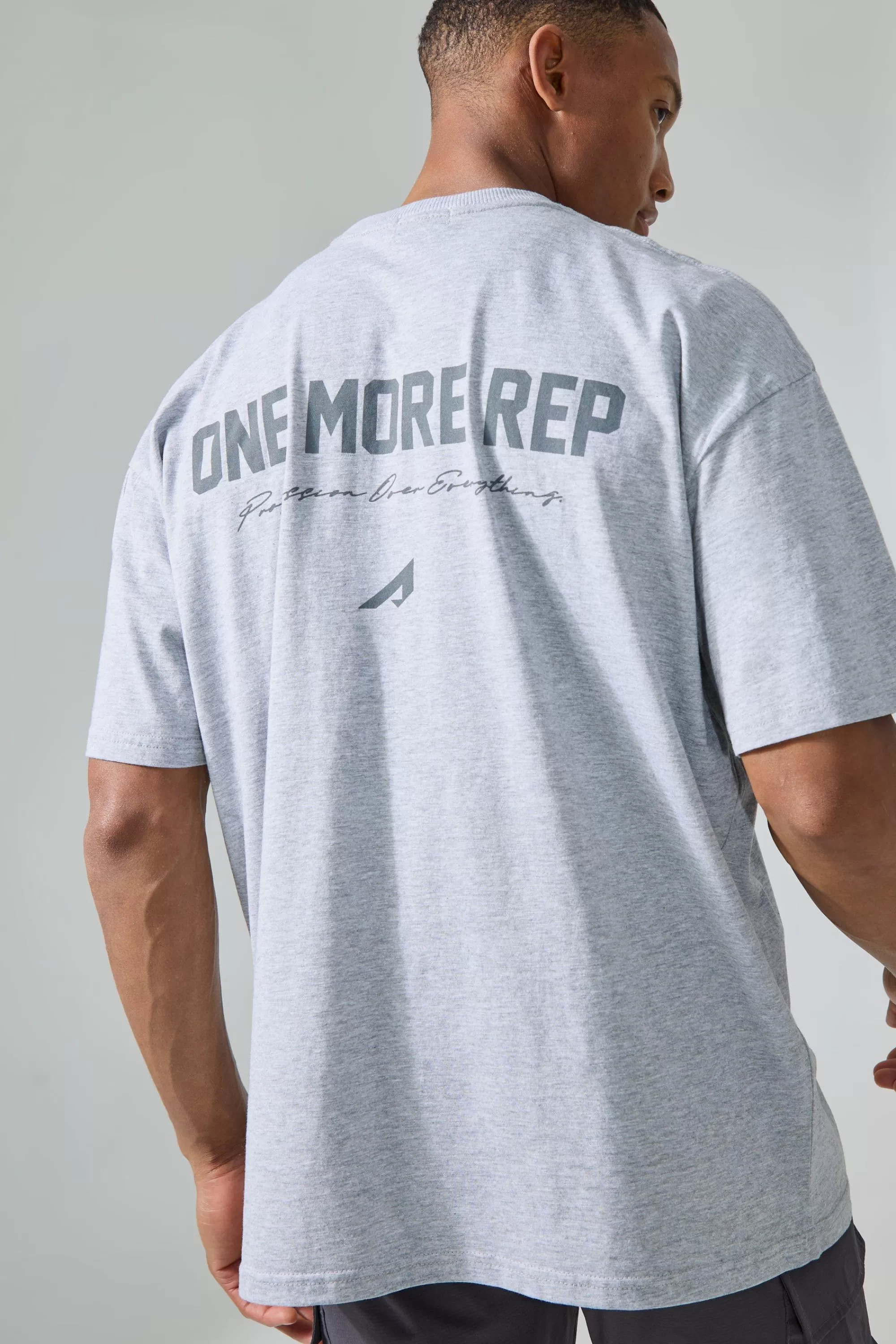 boohooMAN Man Active Oversized One More Rep T-shirt | UK grey marl Outlet