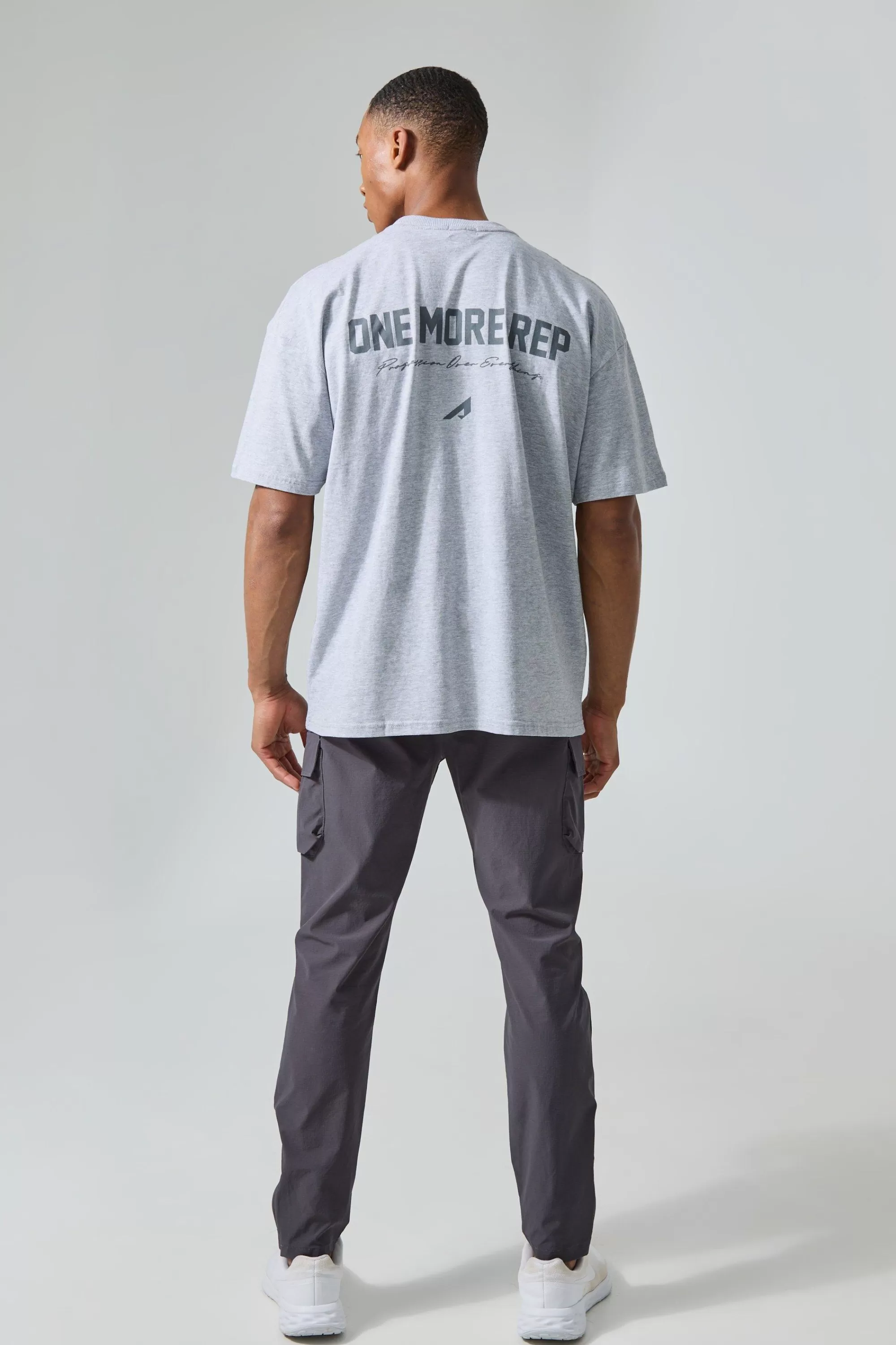 boohooMAN Man Active Oversized One More Rep T-shirt | UK grey marl Outlet