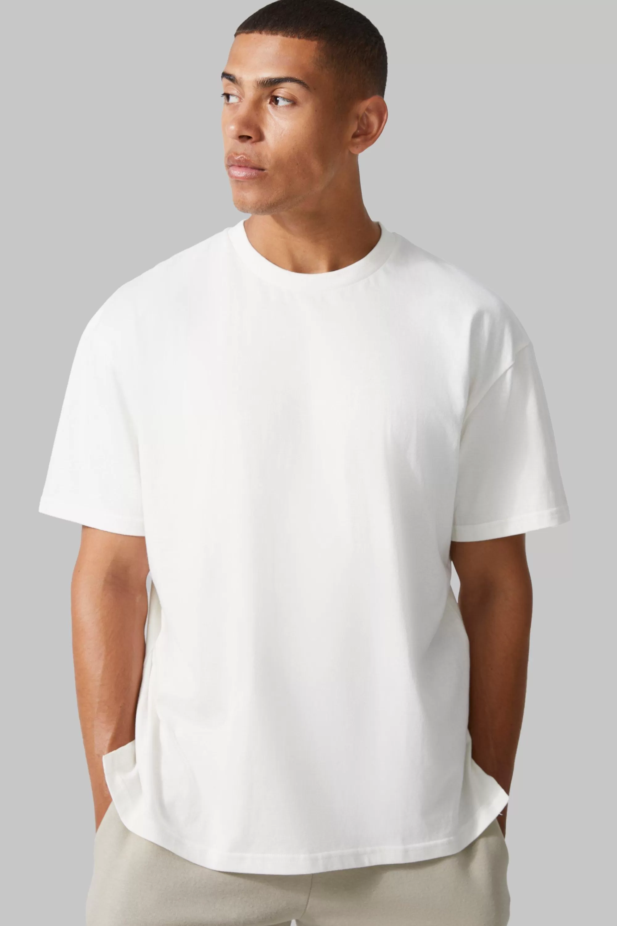 boohooMAN Man Active Oversized T Shirt | UK ecru New