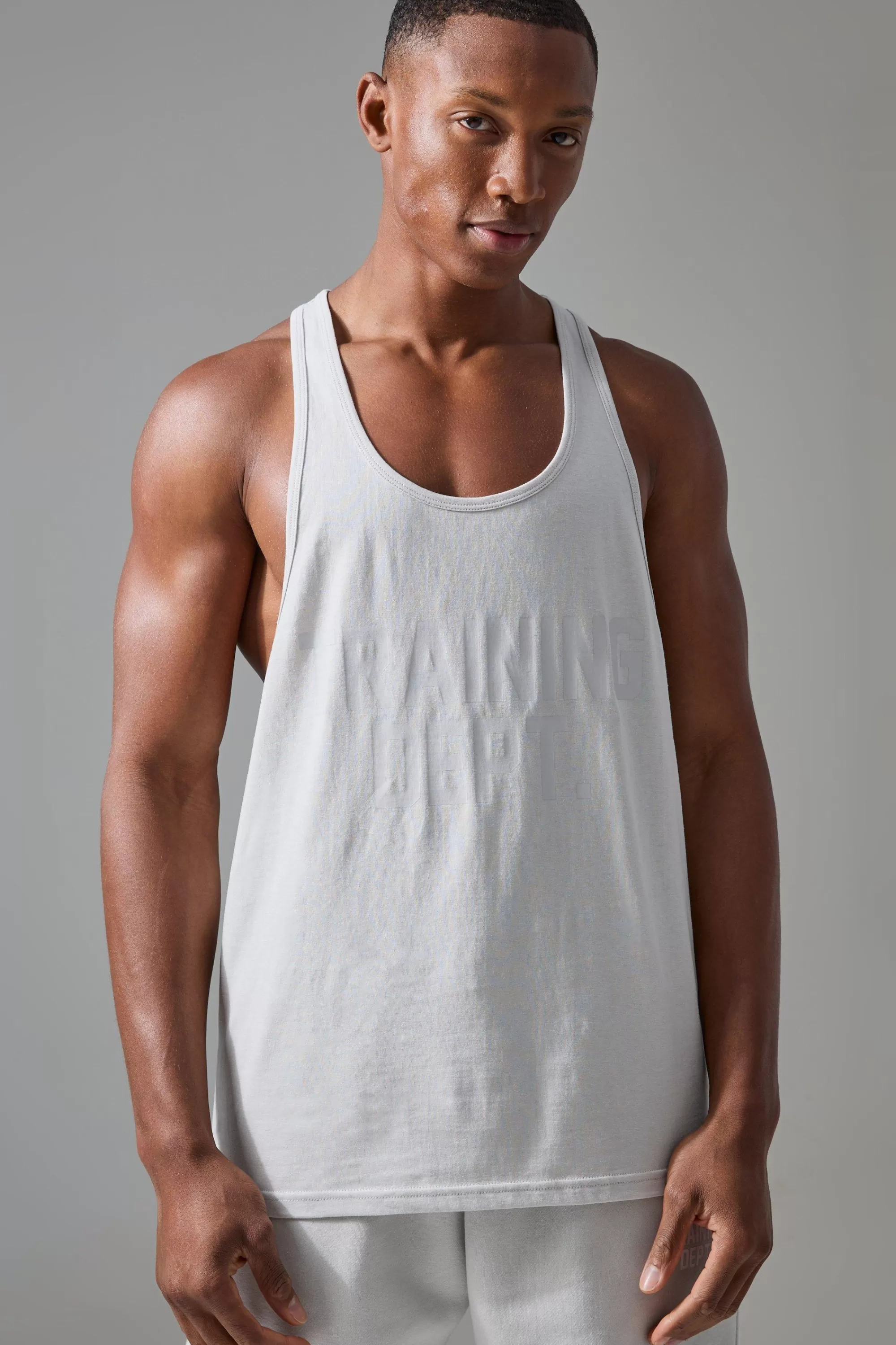 boohooMAN Man Active Training Dept Jersey Reg Fit Stringer Vest | UK light grey Online
