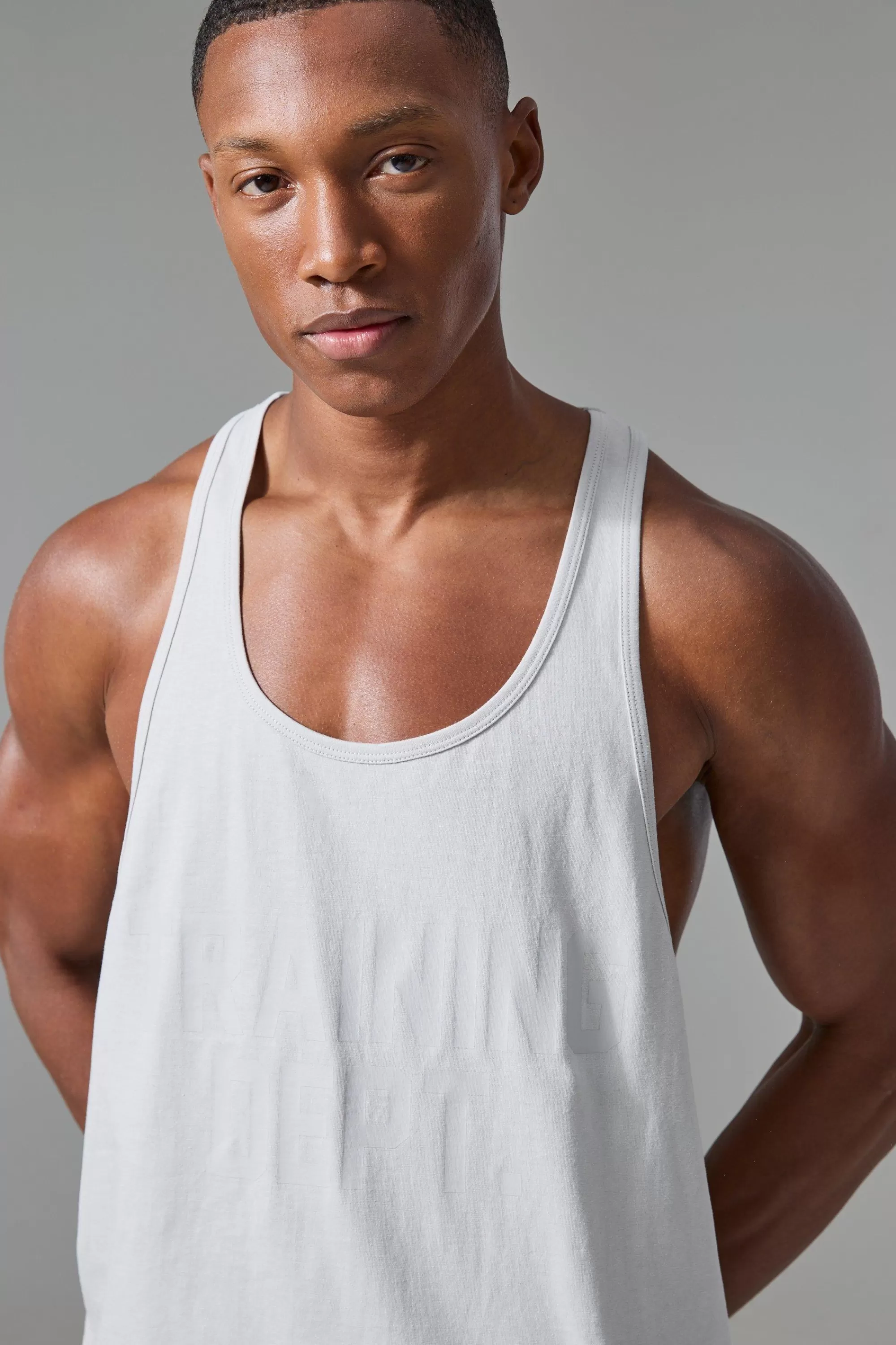 boohooMAN Man Active Training Dept Jersey Reg Fit Stringer Vest | UK light grey Online