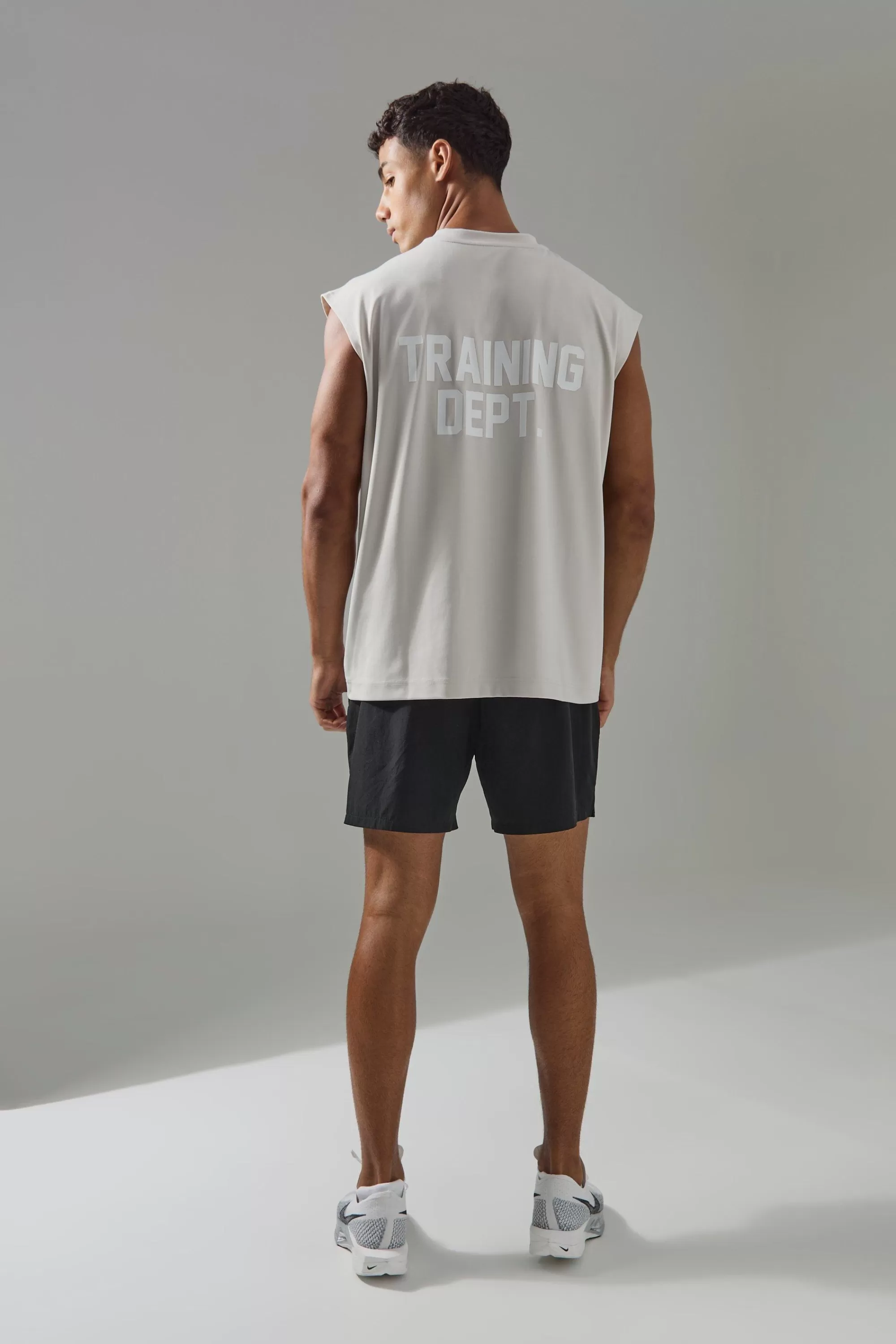 boohooMAN Man Active Training Dept Oversized Performance Tank | UK grey Flash Sale
