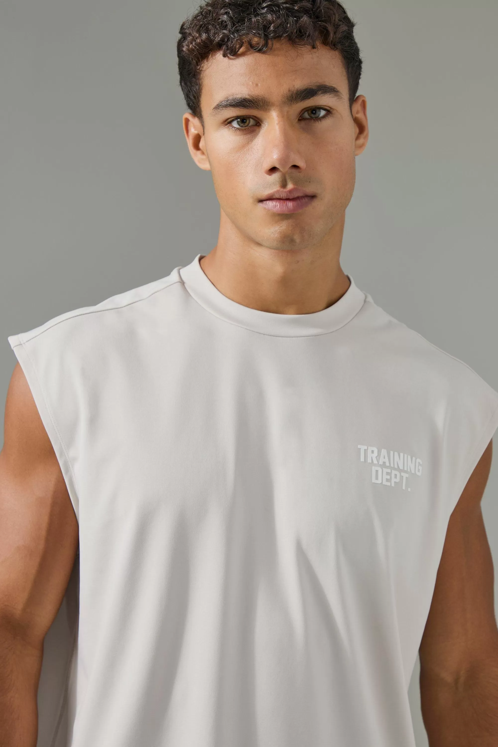boohooMAN Man Active Training Dept Oversized Performance Tank | UK grey Flash Sale