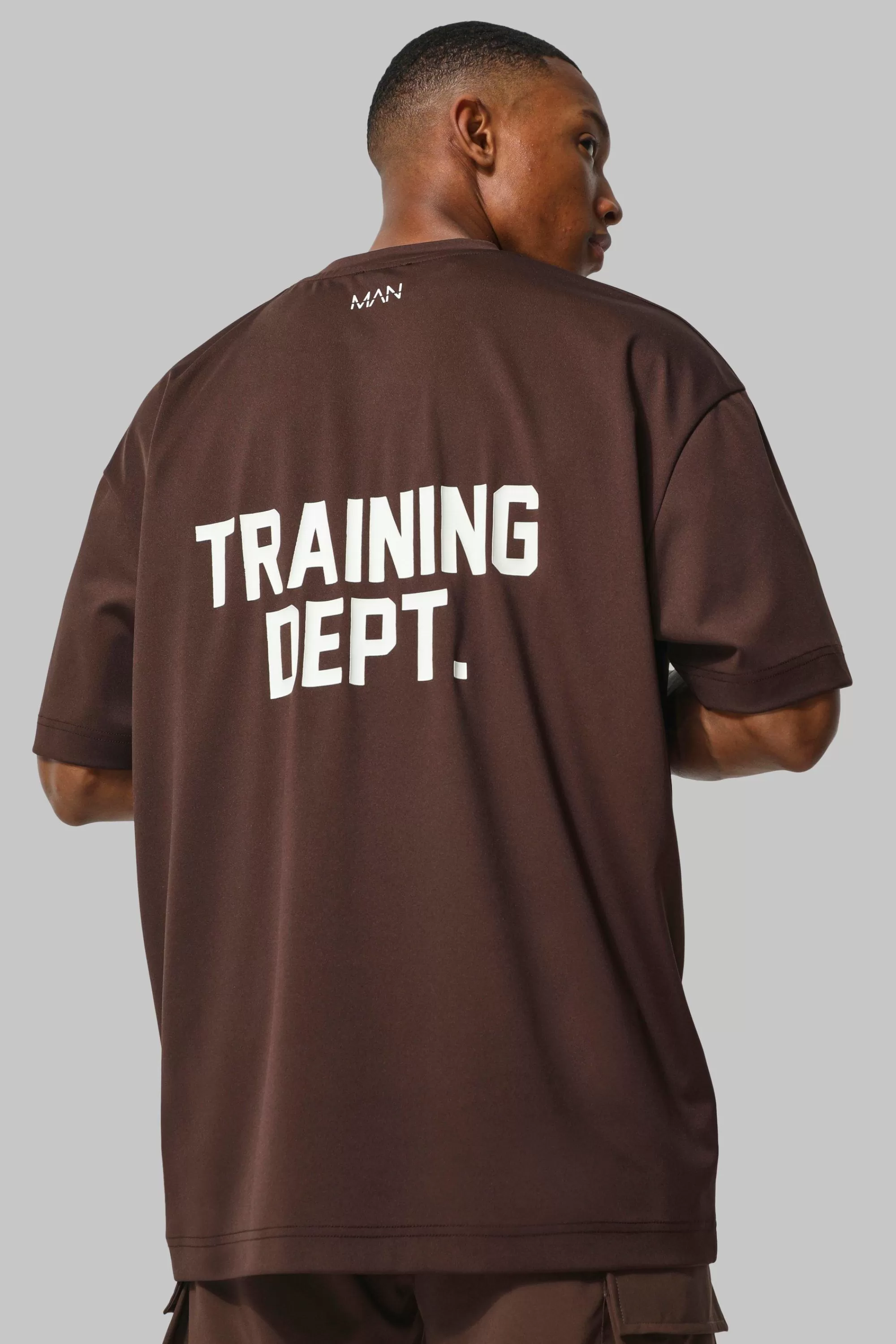 boohooMAN Man Active Training Dept Performance Oversized T Shirt | UK chocolate Flash Sale