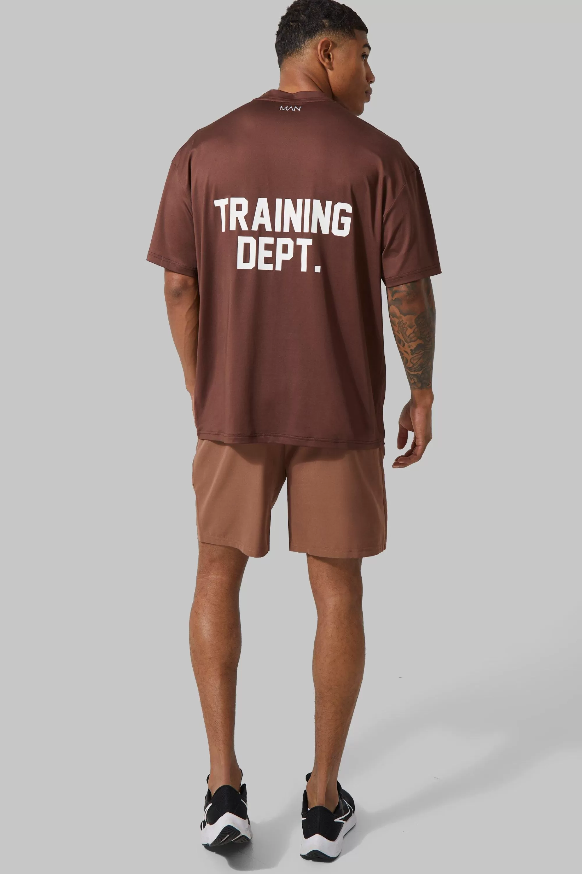 boohooMAN Man Active Training Dept Performance Oversized T Shirt | UK chocolate New