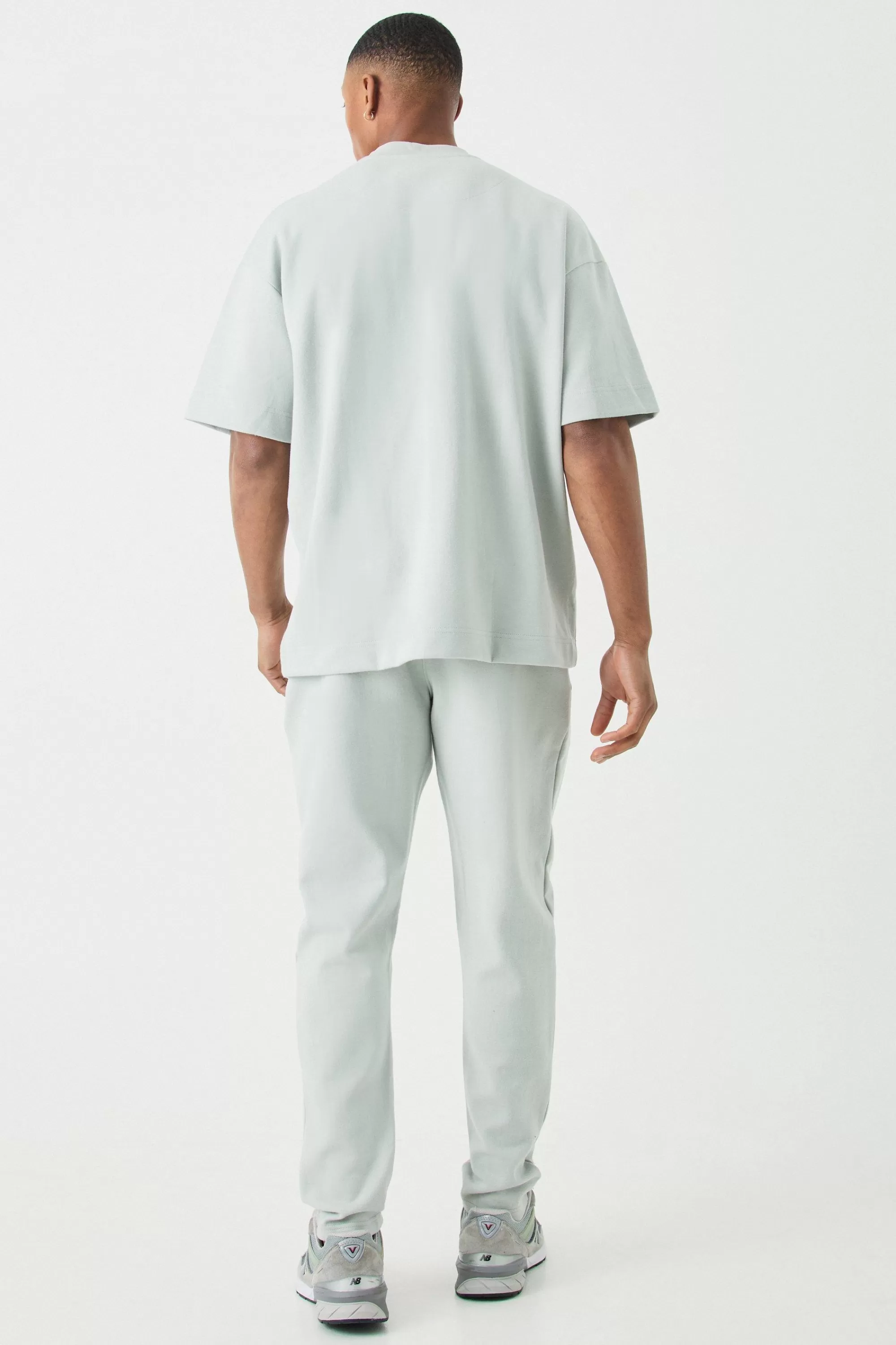 boohooMAN Man Oversized Extended Neck Heavy Interlock T-shirt | UK light grey Online