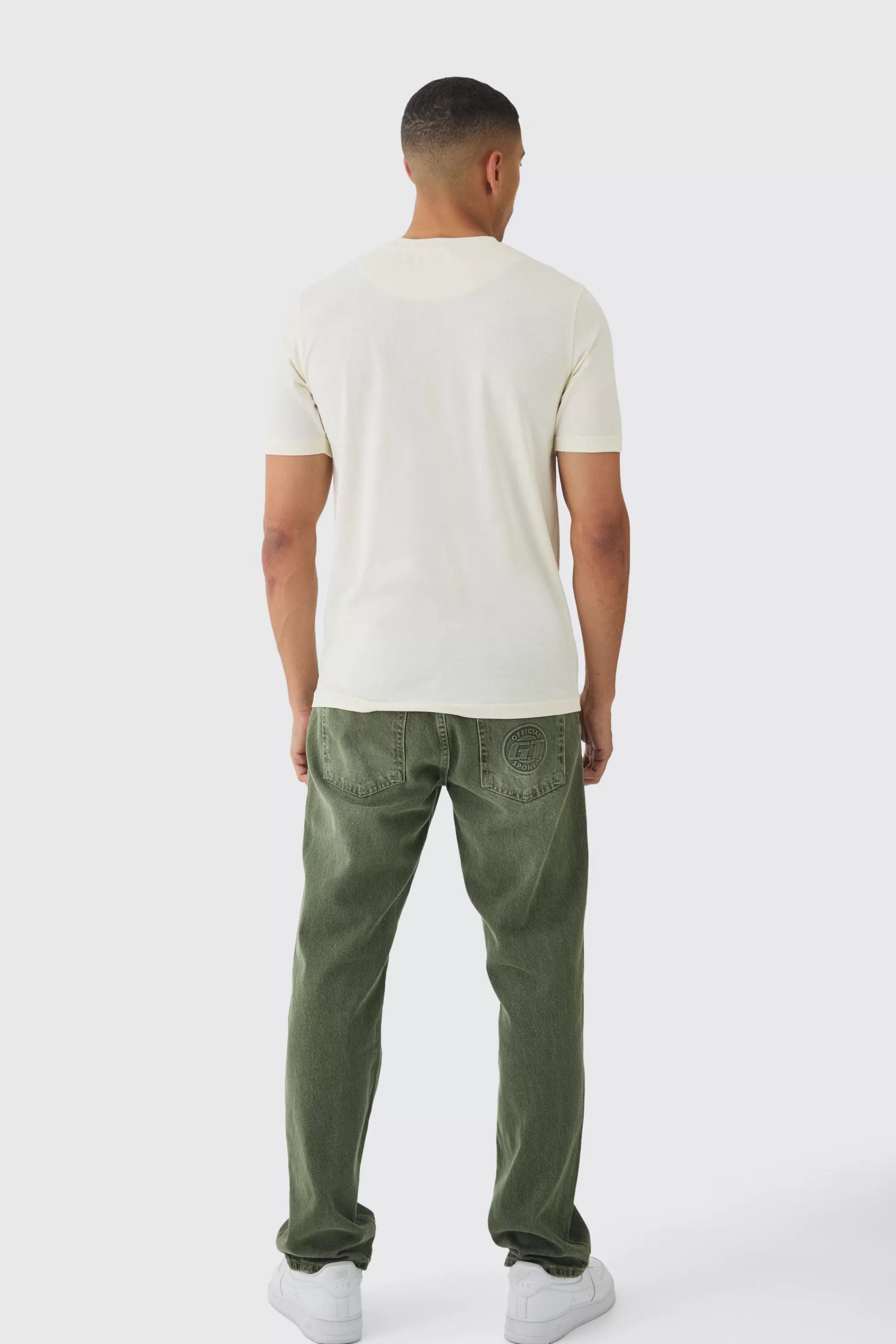 boohooMAN Man Script Slim Colour Block T-shirt | UK ecru Shop
