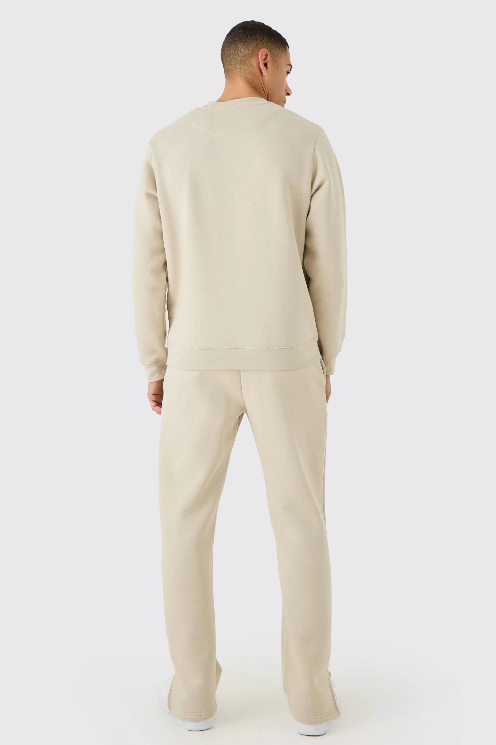 boohooMAN Man Signature Extended Neck Split Hem Sweatshirt Tracksuit | UK stone Store